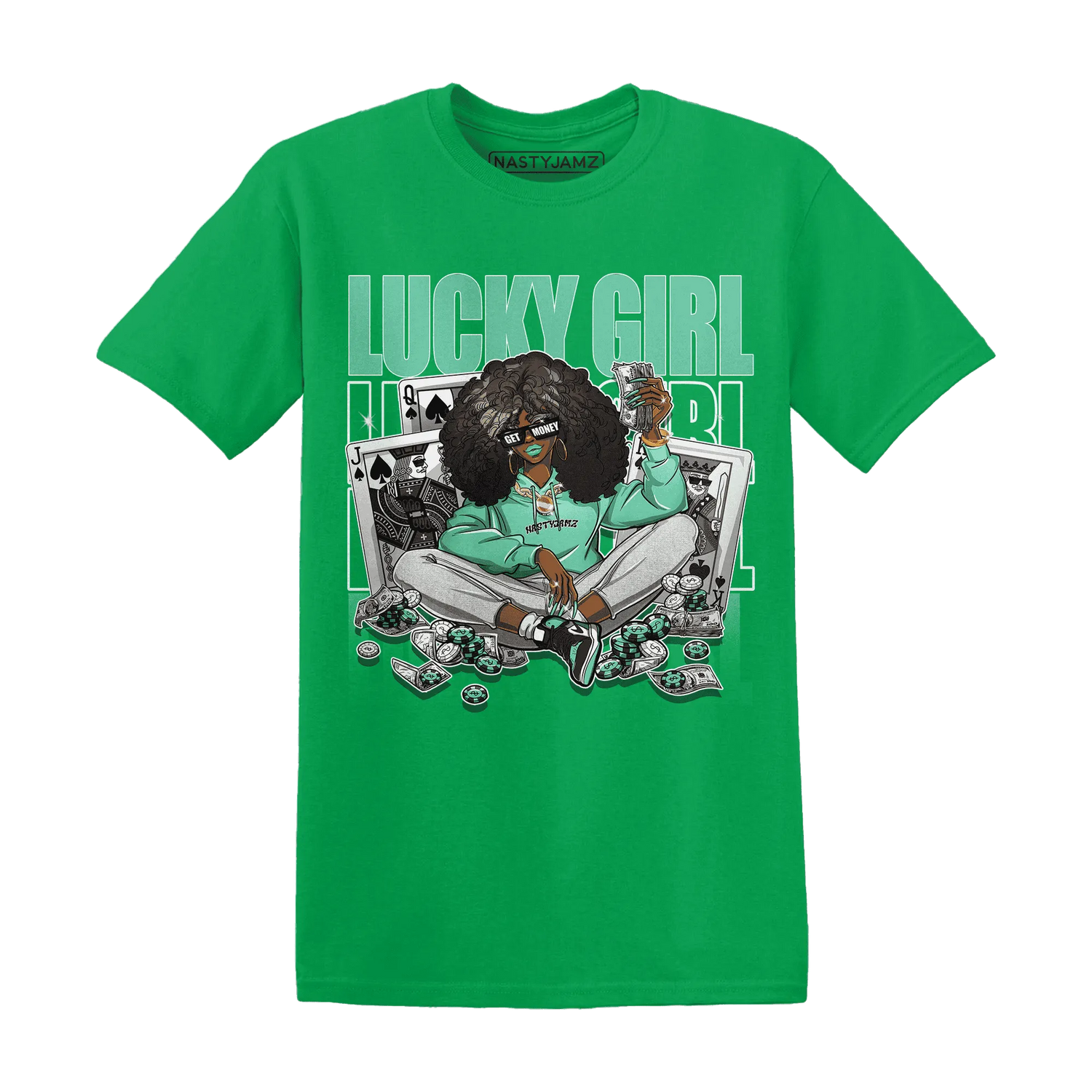 NastyJamz-High-OG-Green-Glow-1s-T-Shirt-Match-Lucky-Girl