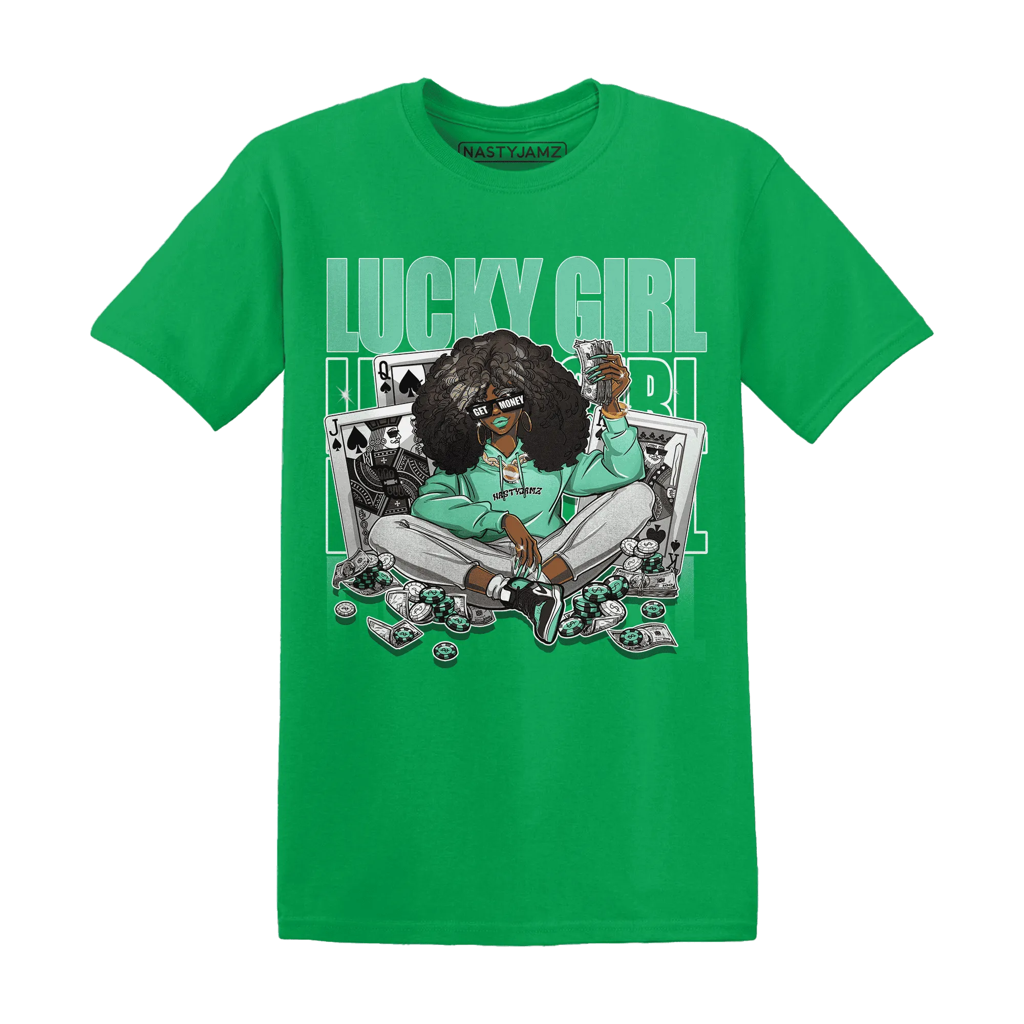NastyJamz-High-OG-Green-Glow-1s-T-Shirt-Match-Lucky-Girl