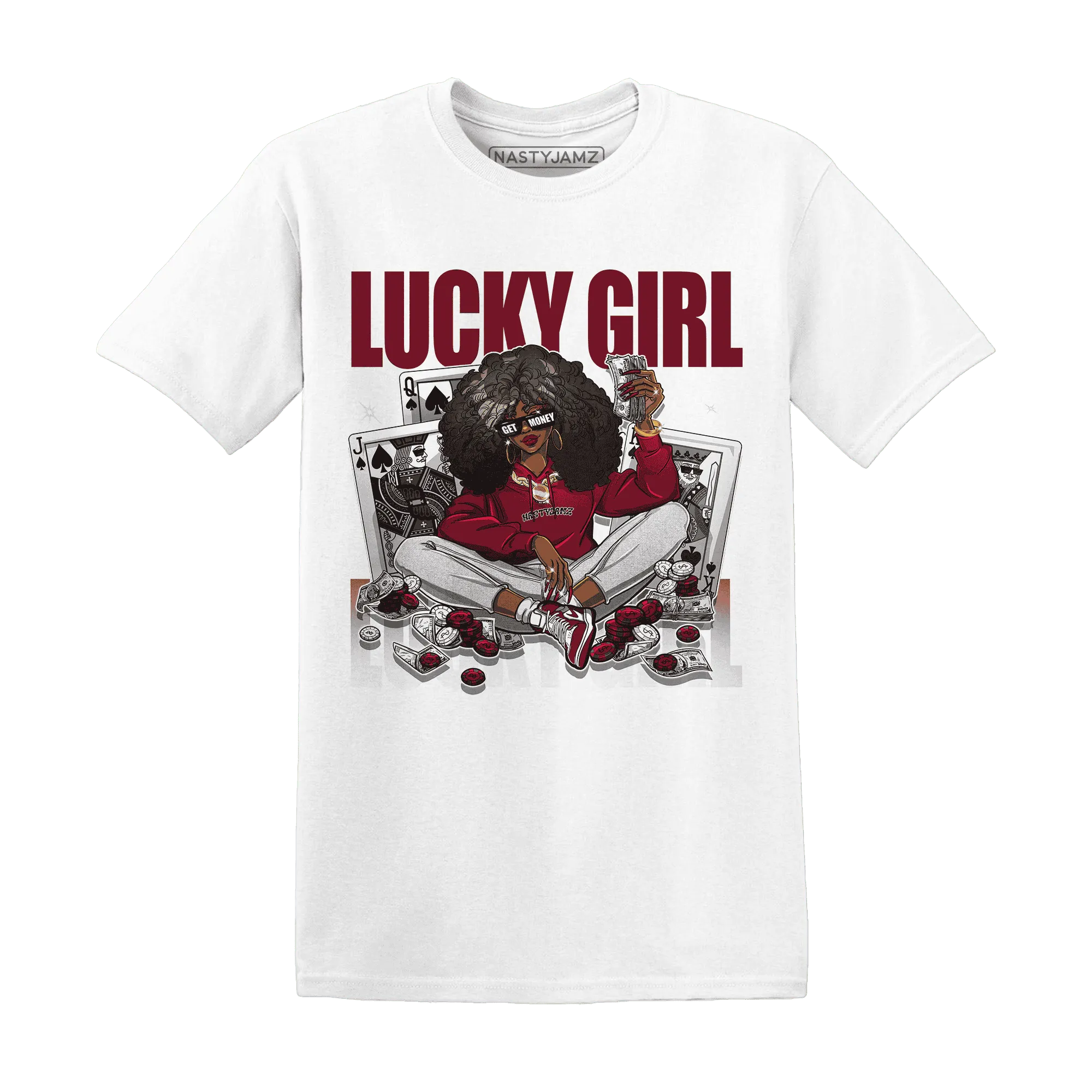 NastyJamz-High-White-Team-Red-1s-T-Shirt-Match-Lucky-Girl
