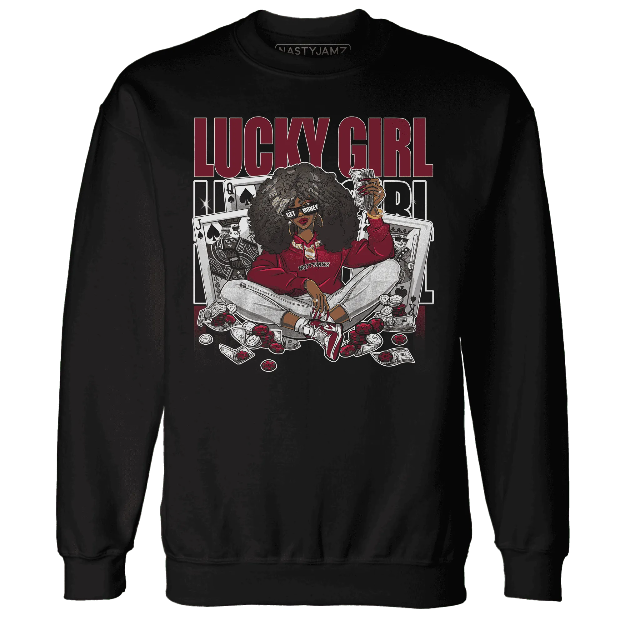 NastyJamz-High-White-Team-Red-1s-Sweatshirt-Match-Lucky-Girl