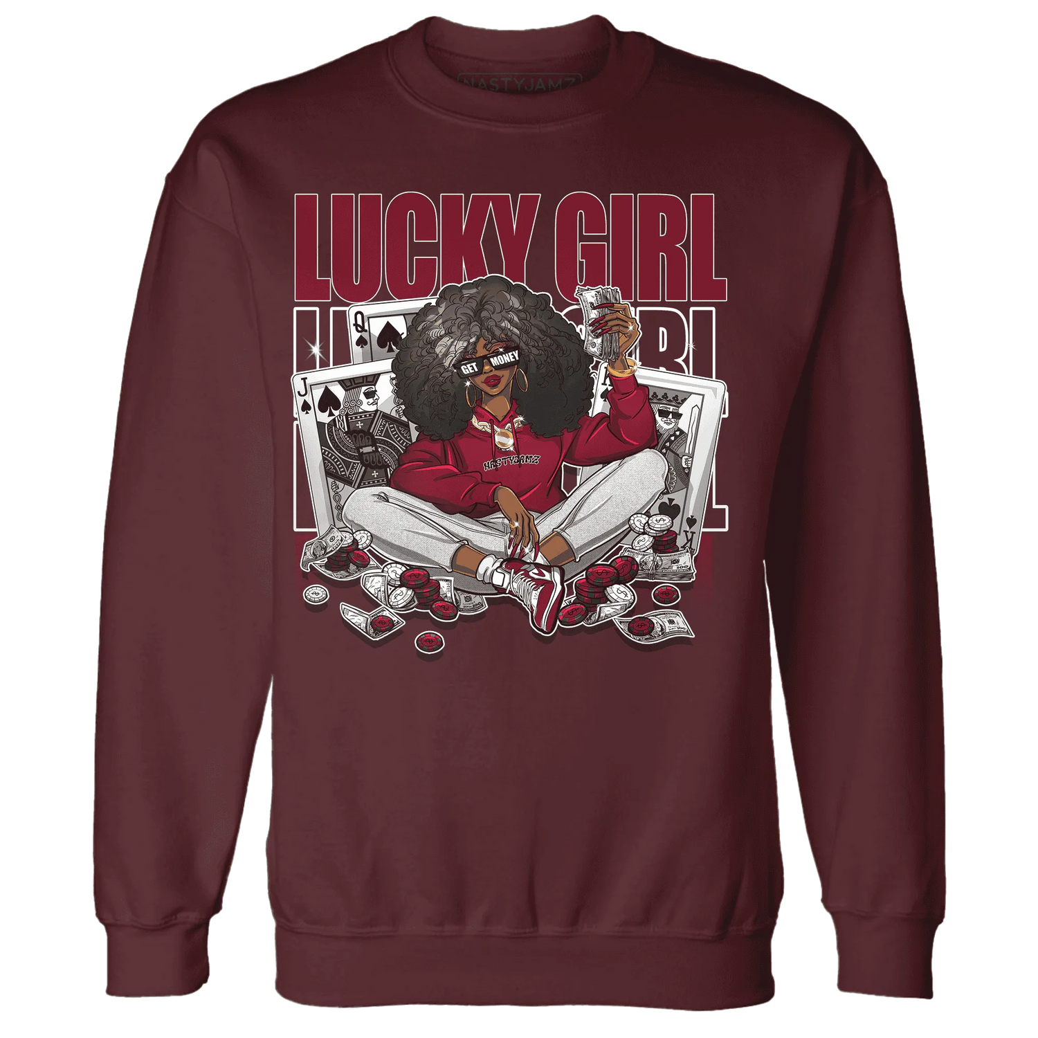 NastyJamz-High-White-Team-Red-1s-Sweatshirt-Match-Lucky-Girl