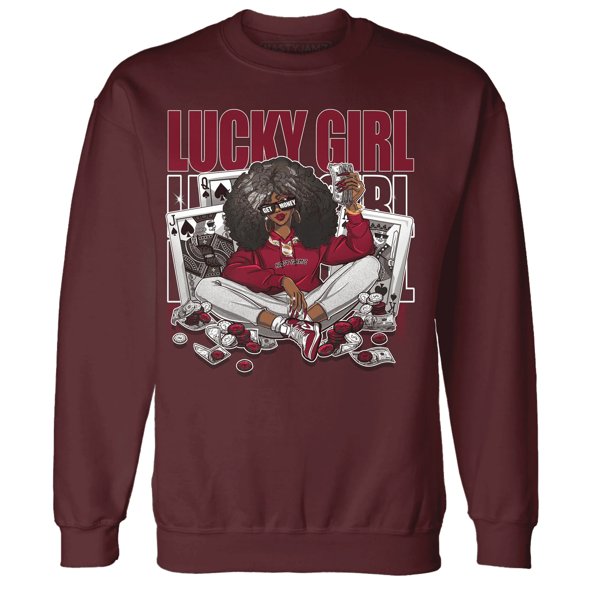 NastyJamz-High-White-Team-Red-1s-Sweatshirt-Match-Lucky-Girl
