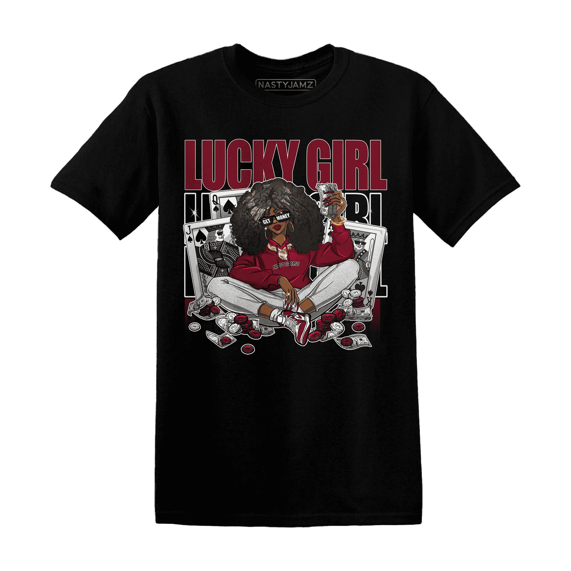 NastyJamz-High-White-Team-Red-1s-T-Shirt-Match-Lucky-Girl