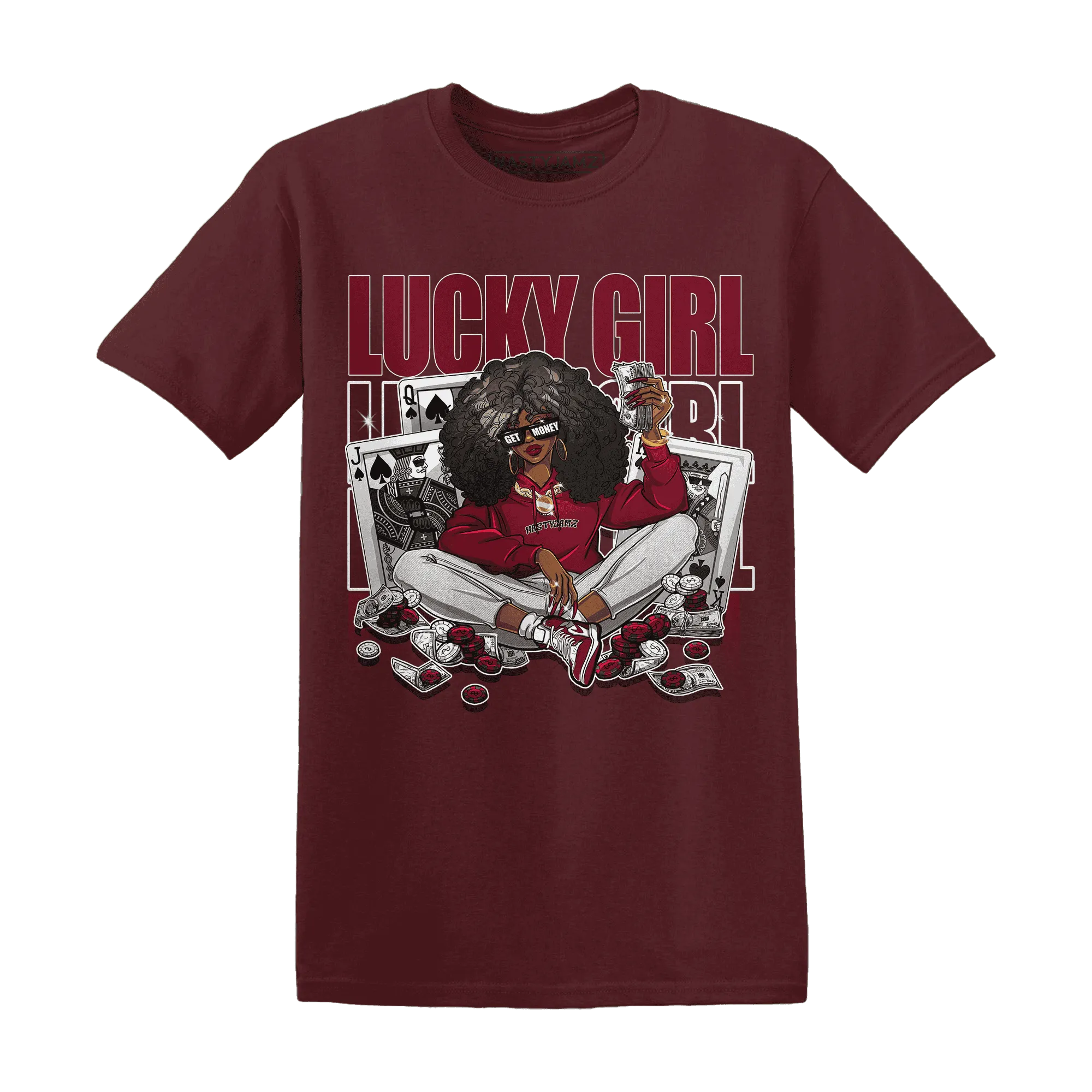 NastyJamz-High-White-Team-Red-1s-T-Shirt-Match-Lucky-Girl