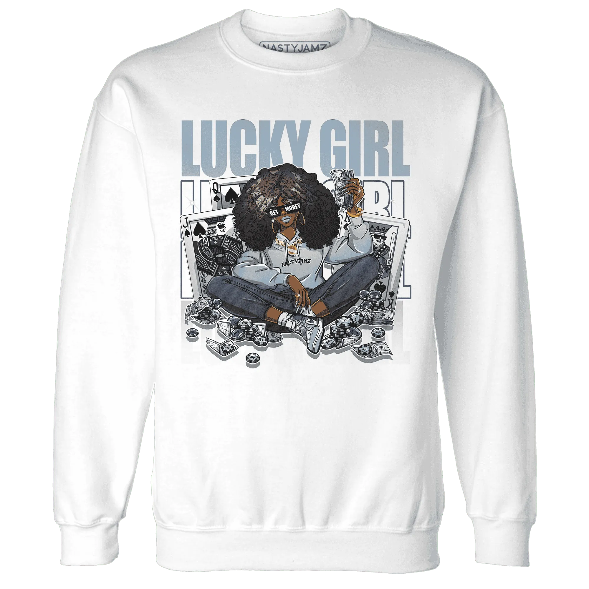 NastyJamz-Mid-Diffused-Blue-Grey-1s-Sweatshirt-Match-Lucky-Girl