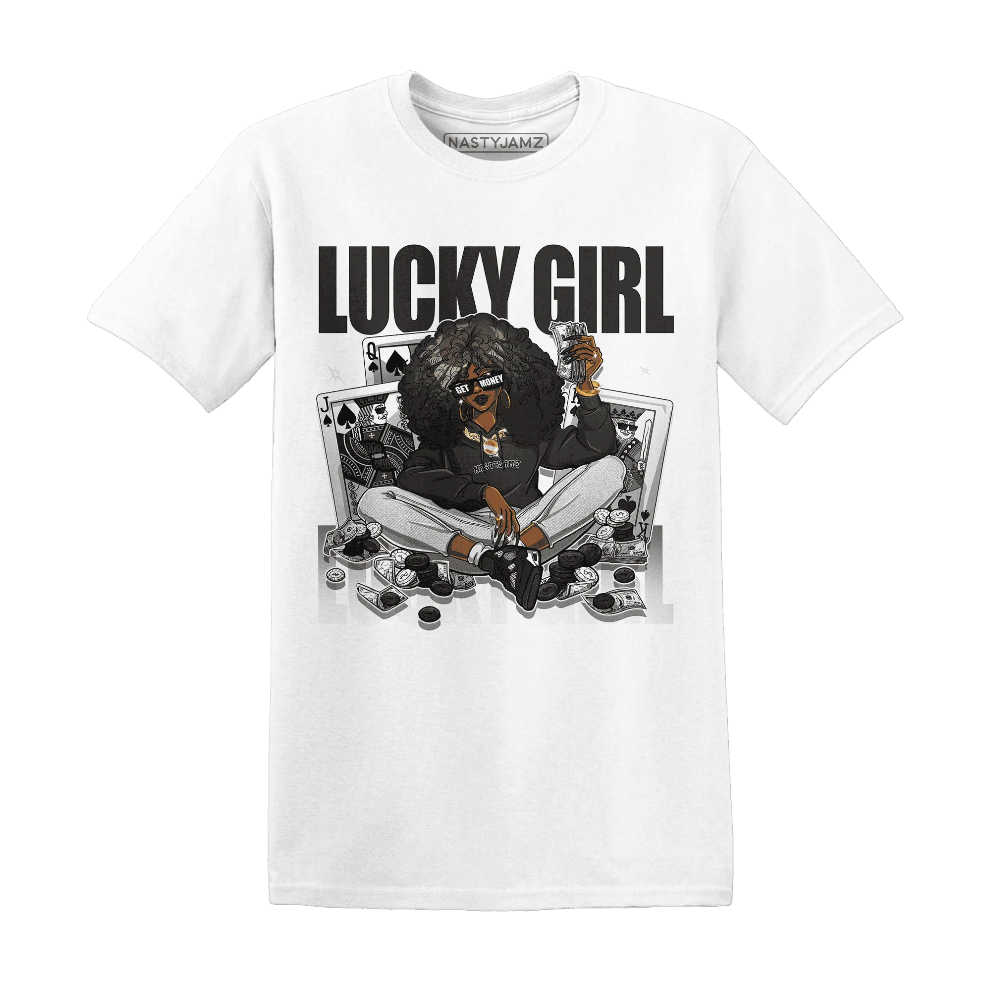 NastyJamz-White-Thunder-4s-T-Shirt-Match-Lucky-Girl