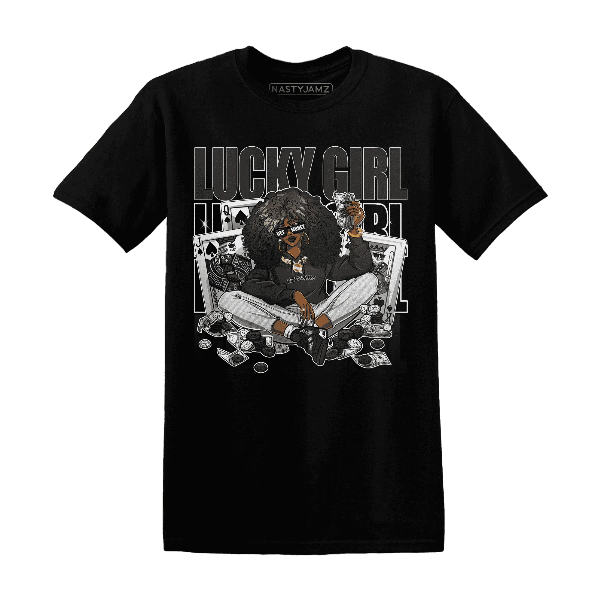 NastyJamz-White-Thunder-4s-T-Shirt-Match-Lucky-Girl