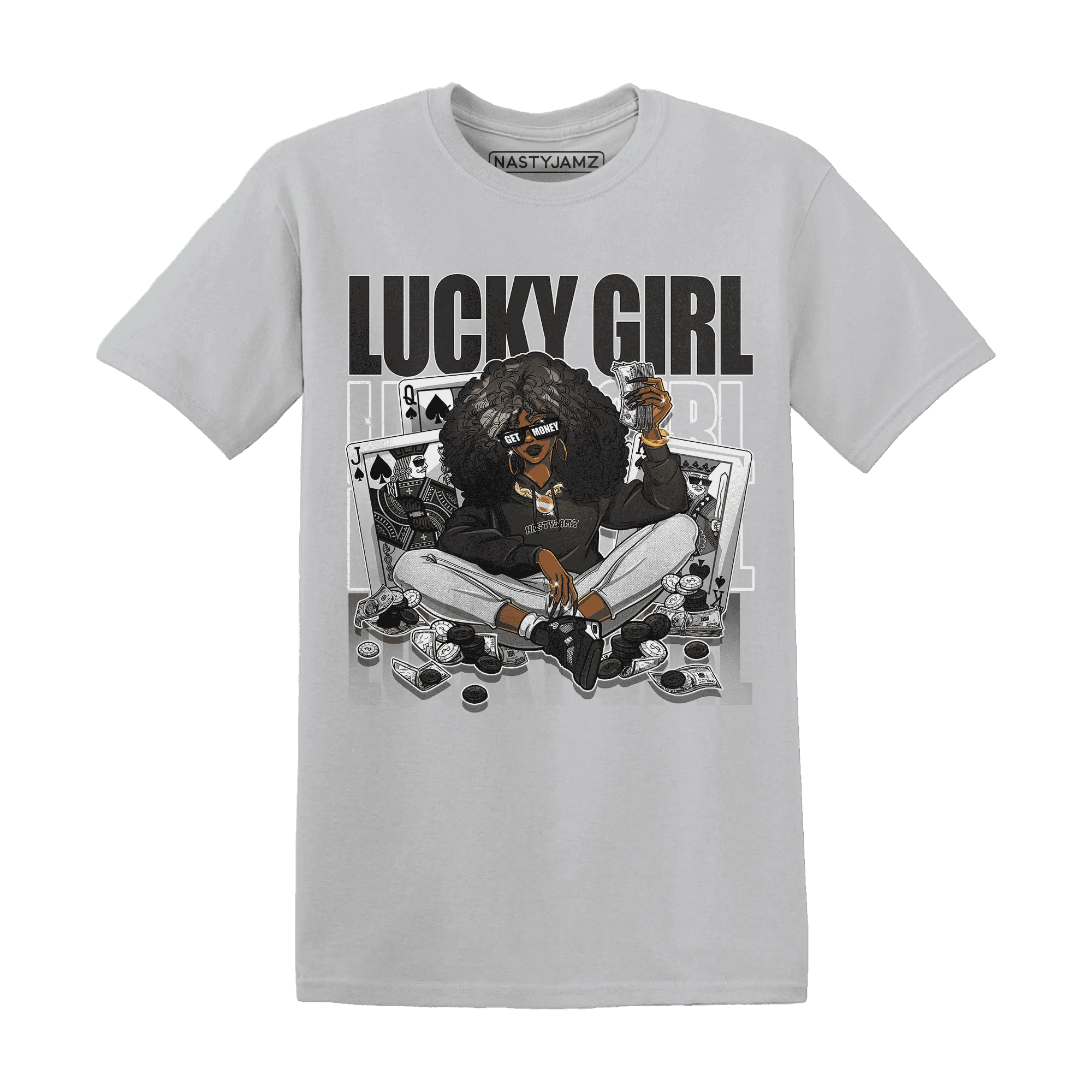 NastyJamz-White-Thunder-4s-T-Shirt-Match-Lucky-Girl