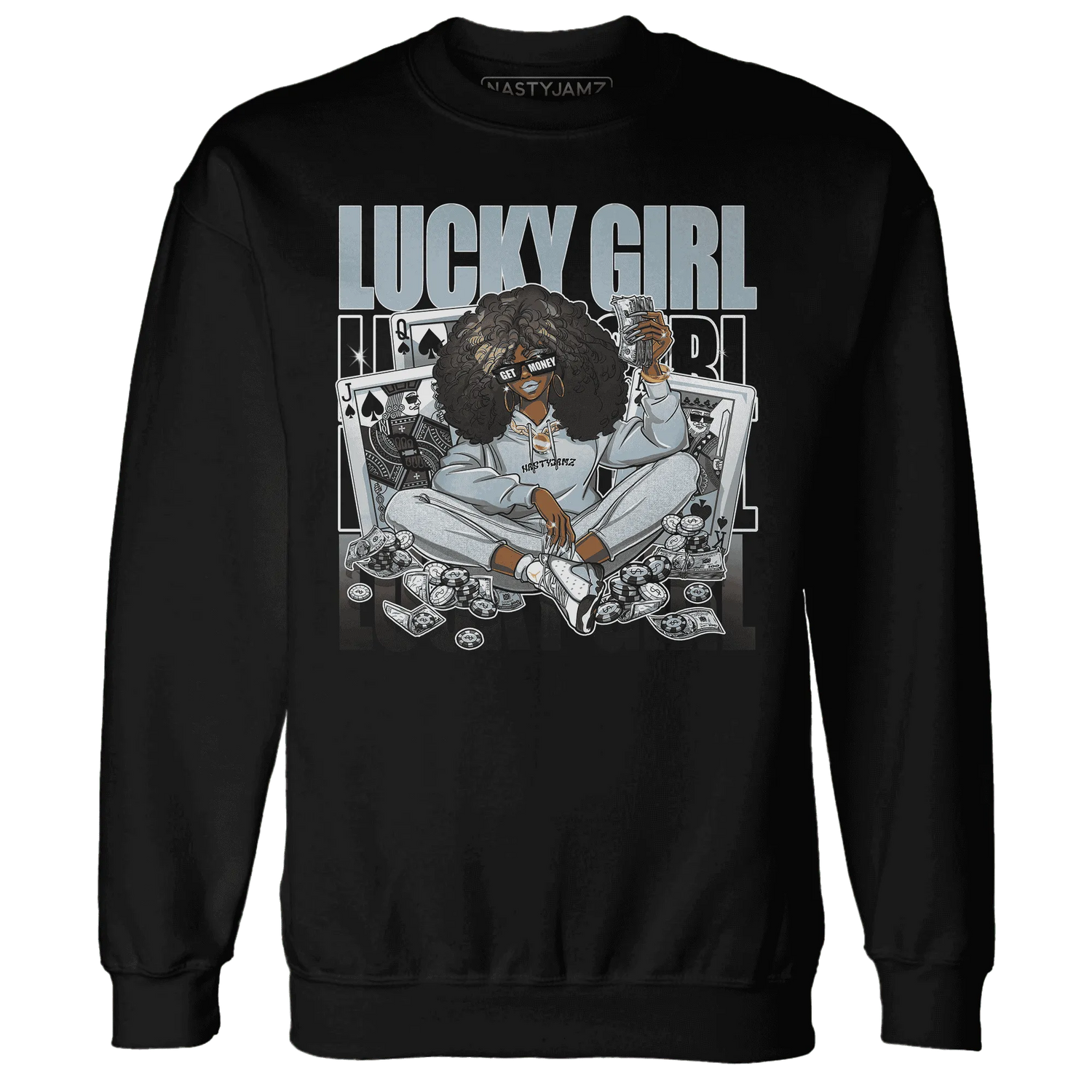 NastyJamz-Blue-Grey-13s-Sweatshirt-Match-Lucky-Girl