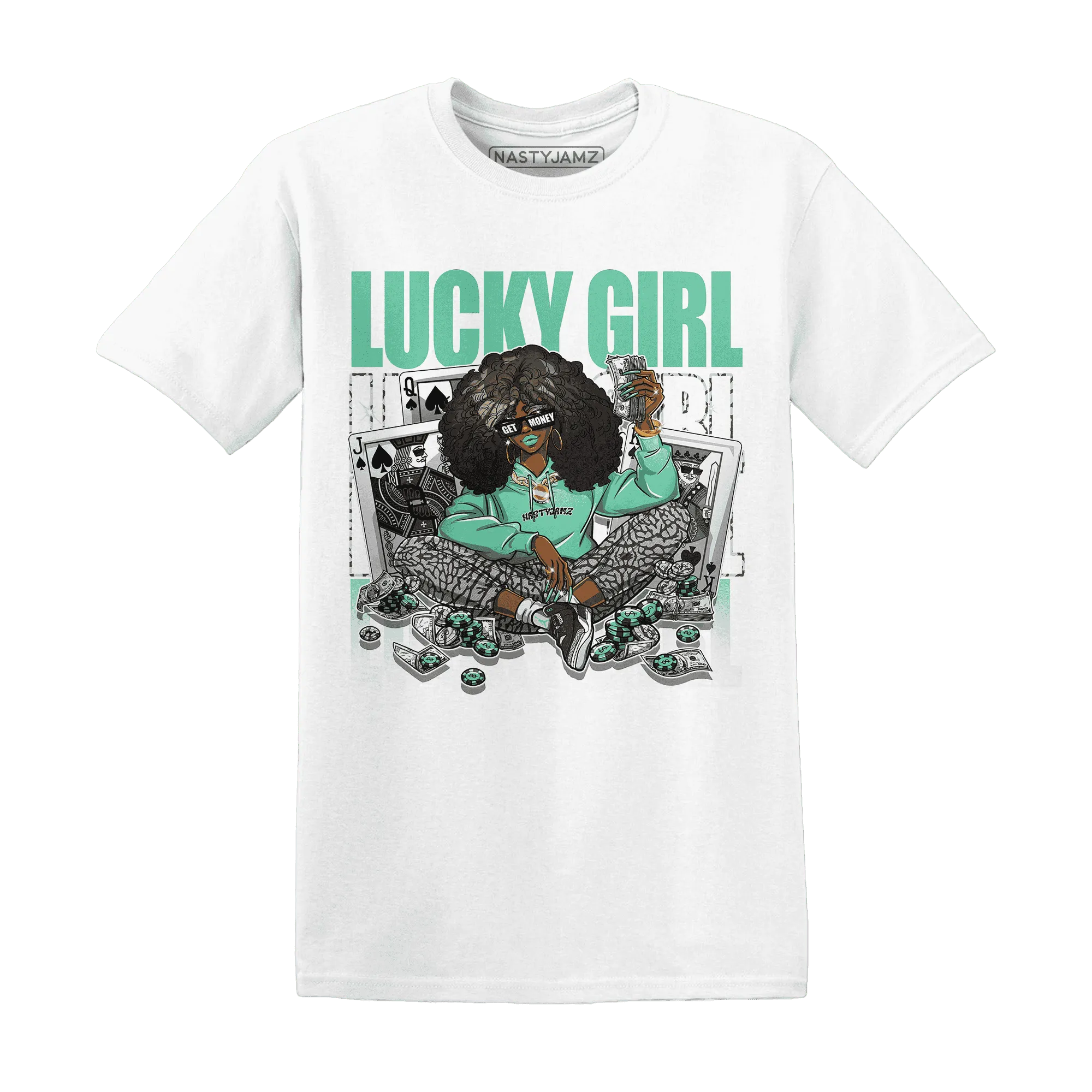 NastyJamz-Green-Glow-3s-T-Shirt-Match-Lucky-Girl