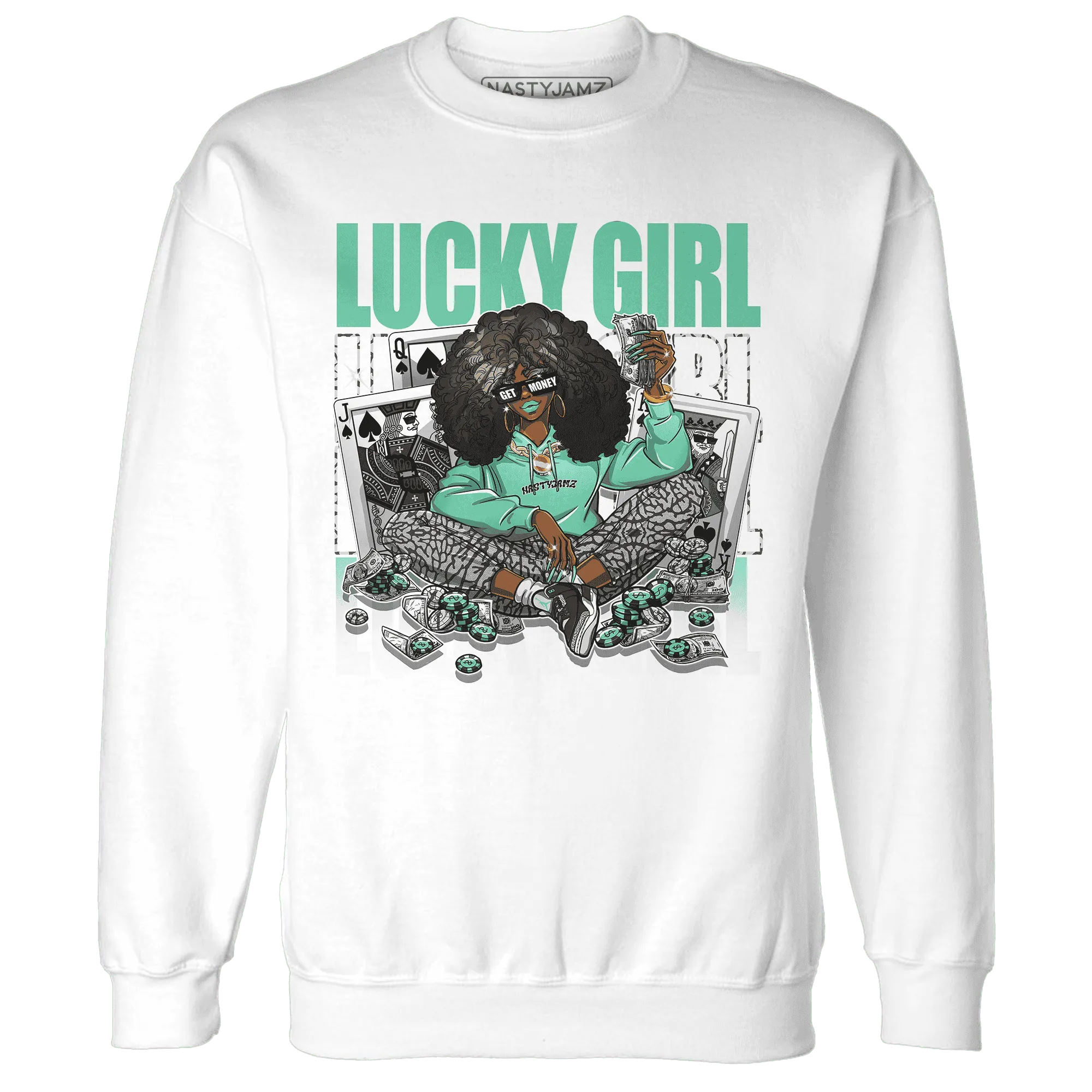 NastyJamz-Green-Glow-3s-Sweatshirt-Match-Lucky-Girl