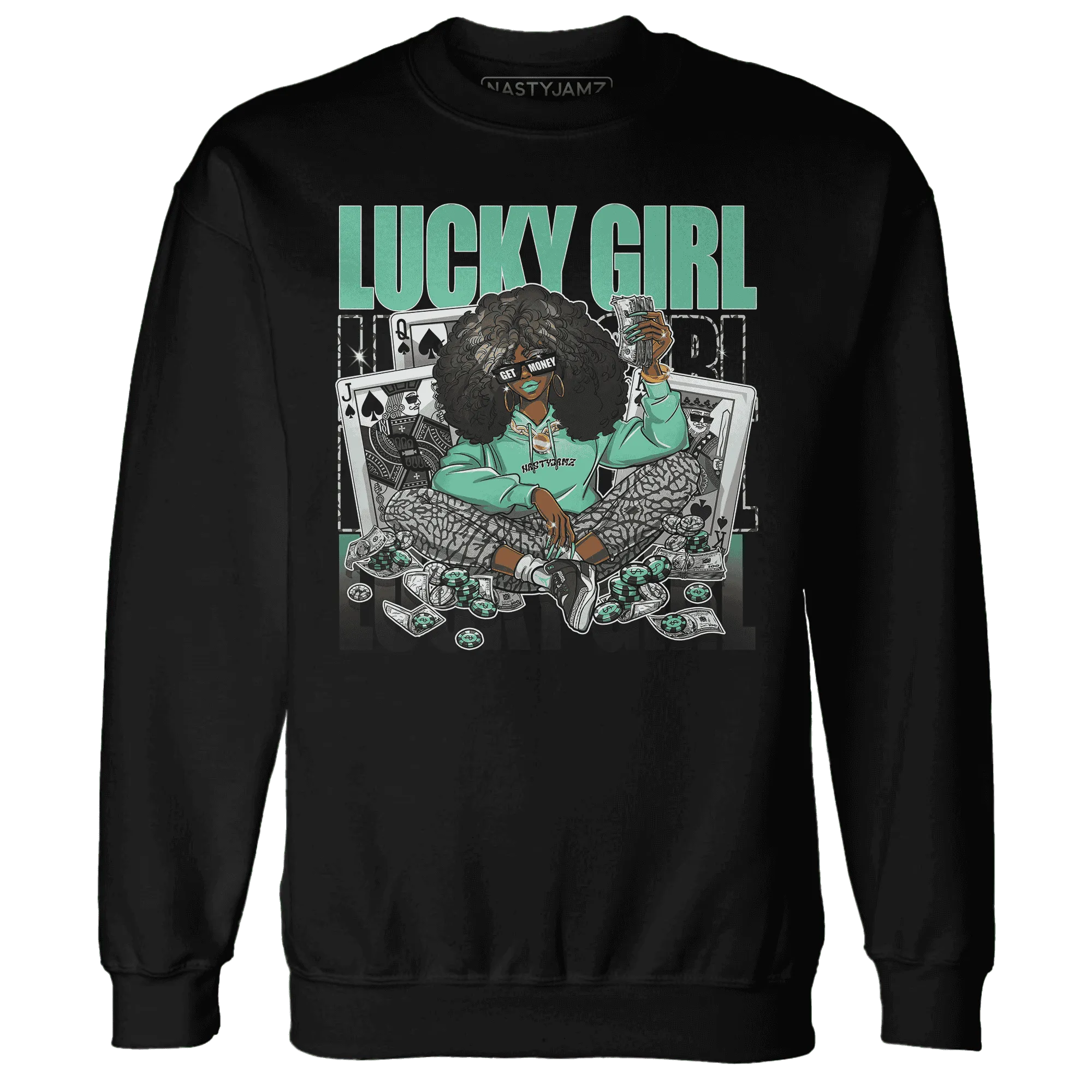 NastyJamz-Green-Glow-3s-Sweatshirt-Match-Lucky-Girl