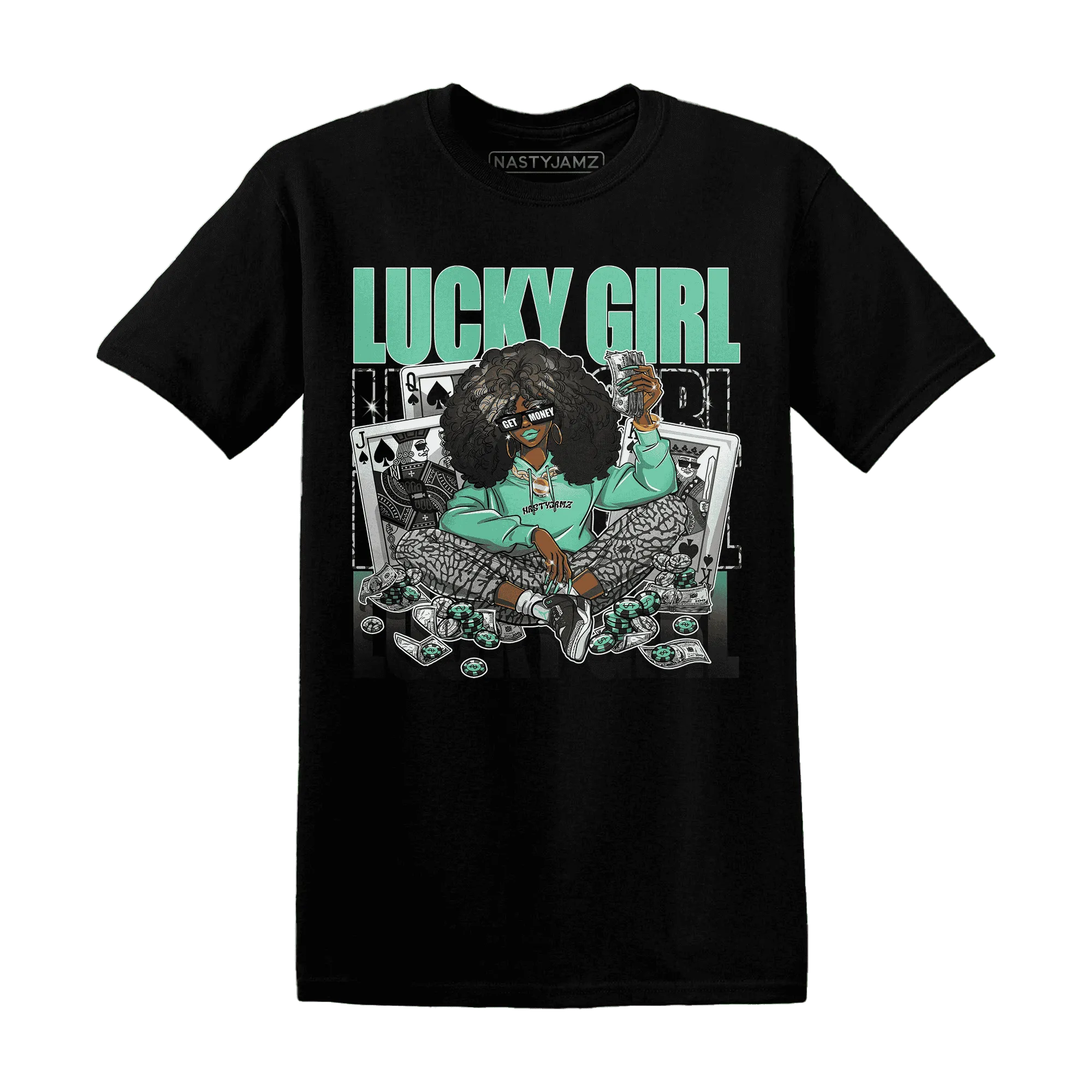 NastyJamz-Green-Glow-3s-T-Shirt-Match-Lucky-Girl