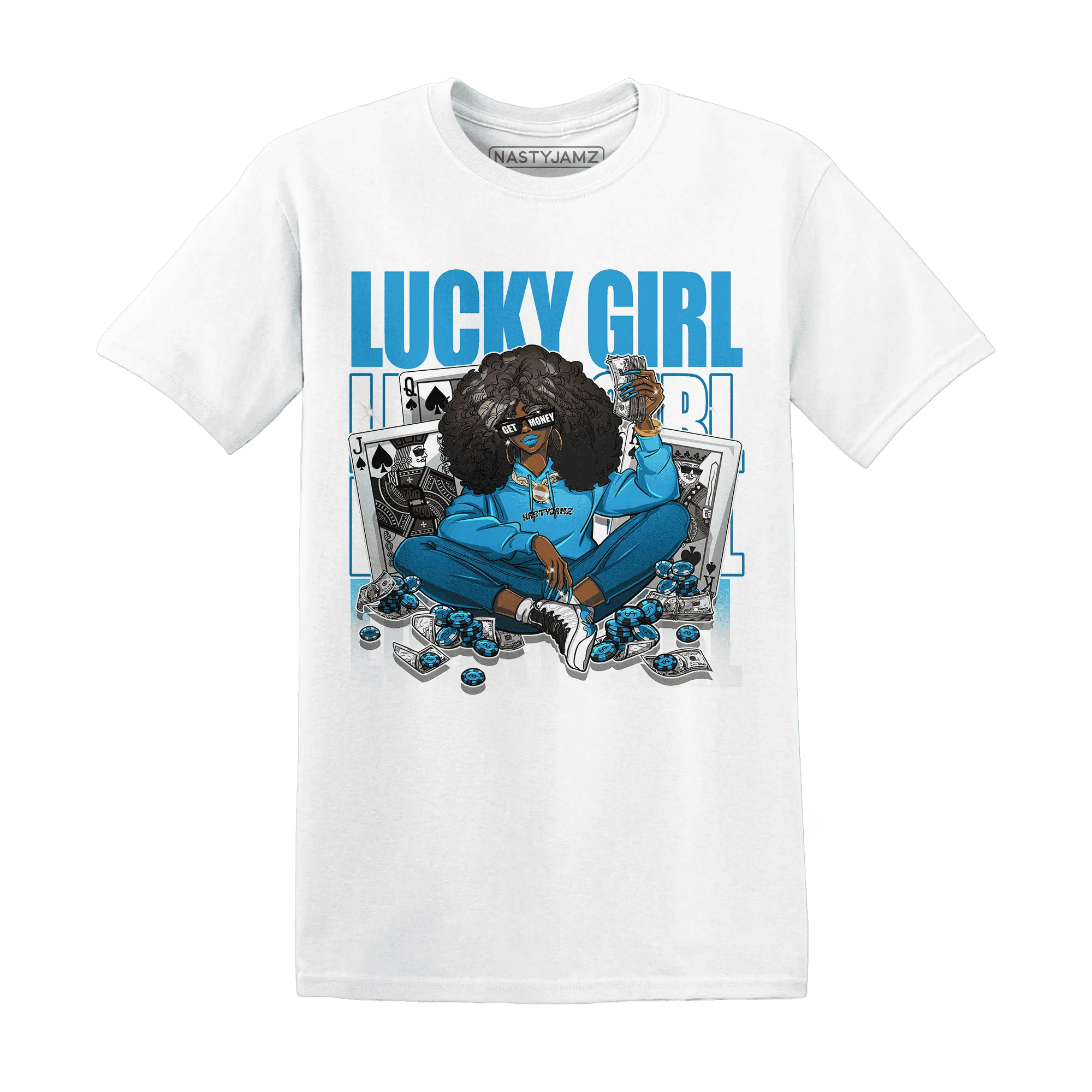 NastyJamz-Powder-Blue-9s-T-Shirt-Match-Lucky-Girl