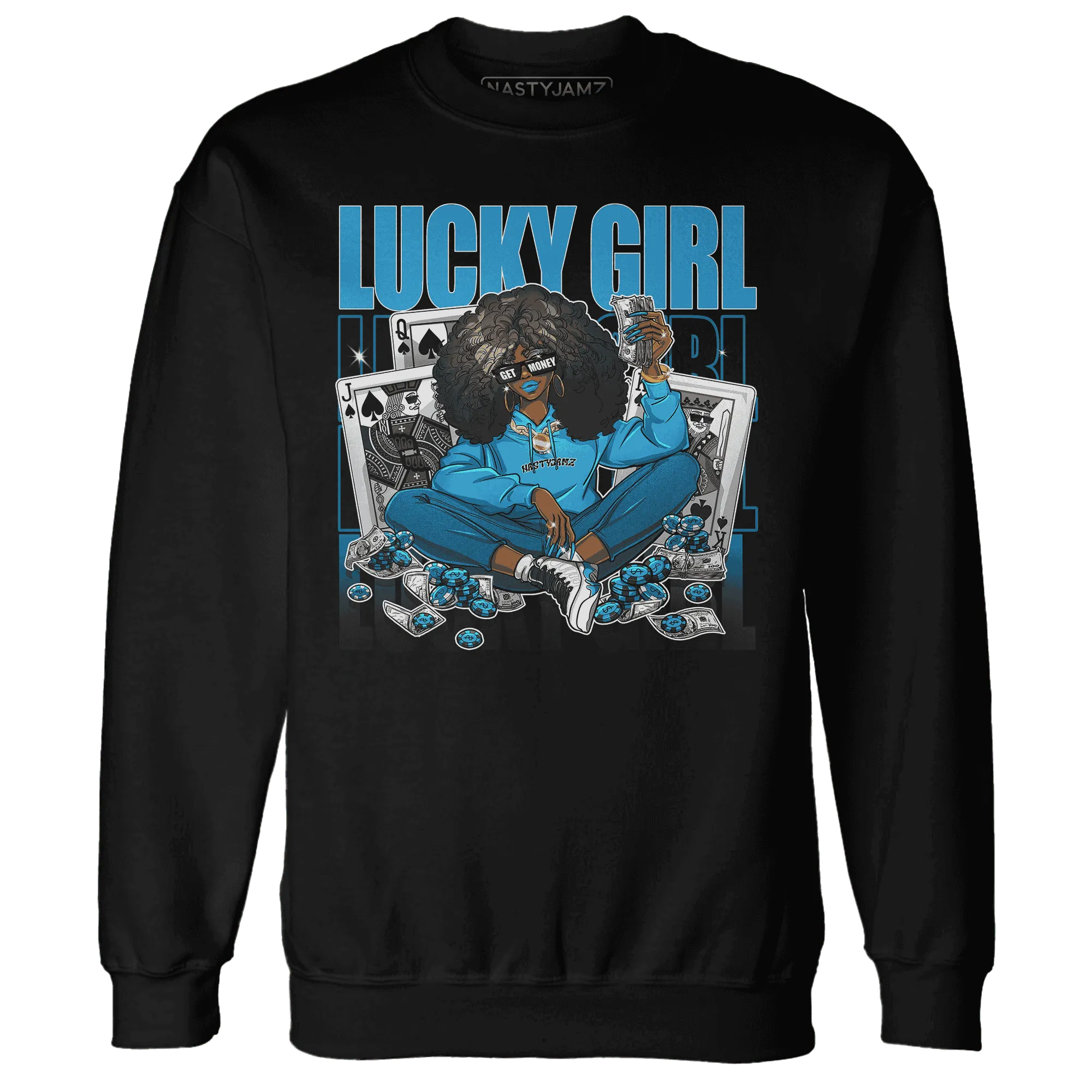NastyJamz-Powder-Blue-9s-Sweatshirt-Match-Lucky-Girl