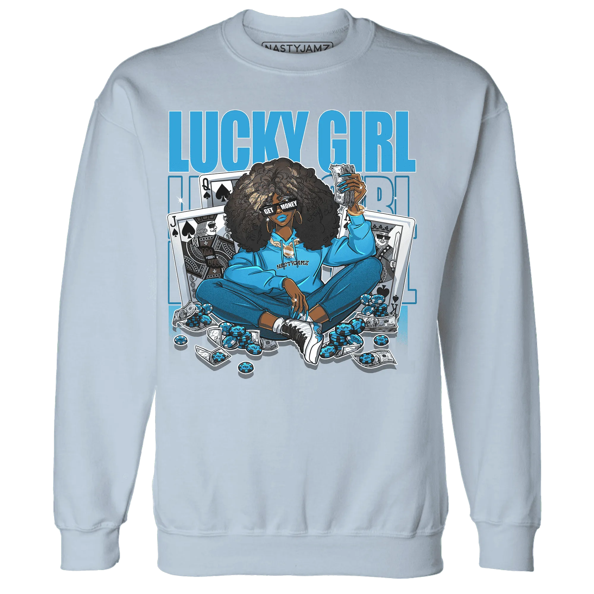 NastyJamz-Powder-Blue-9s-Sweatshirt-Match-Lucky-Girl