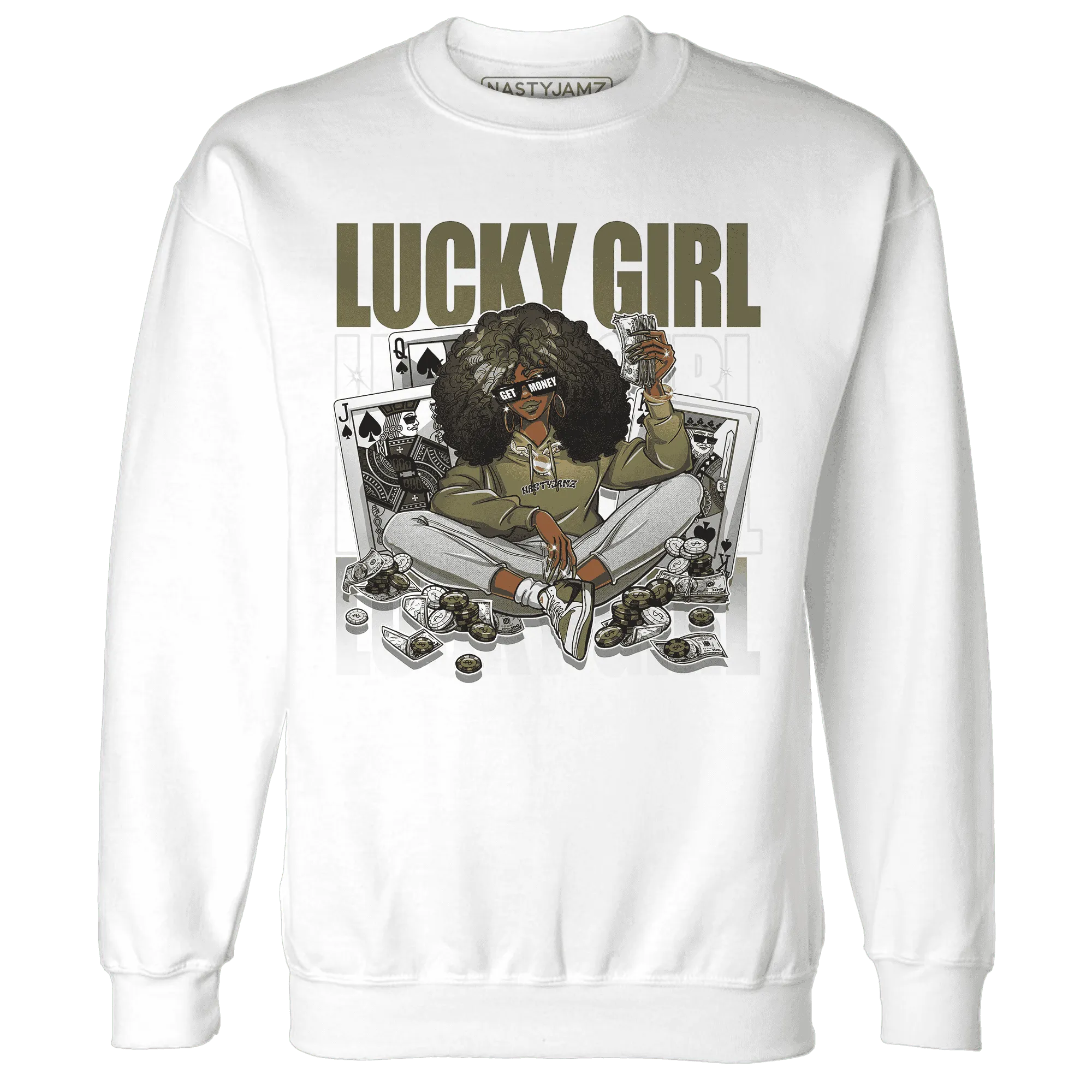 NastyJamz-Medium-Olive-1s-Sweatshirt-Match-Lucky-Girl-