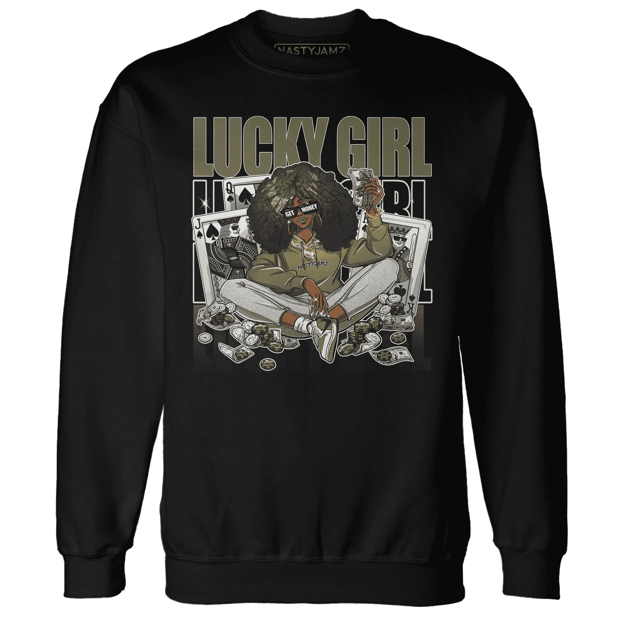NastyJamz-Medium-Olive-1s-Sweatshirt-Match-Lucky-Girl-