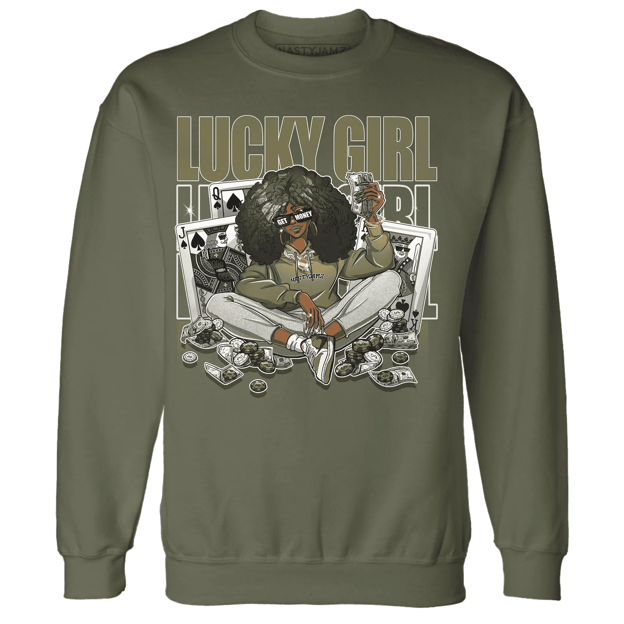NastyJamz-Medium-Olive-1s-Sweatshirt-Match-Lucky-Girl-