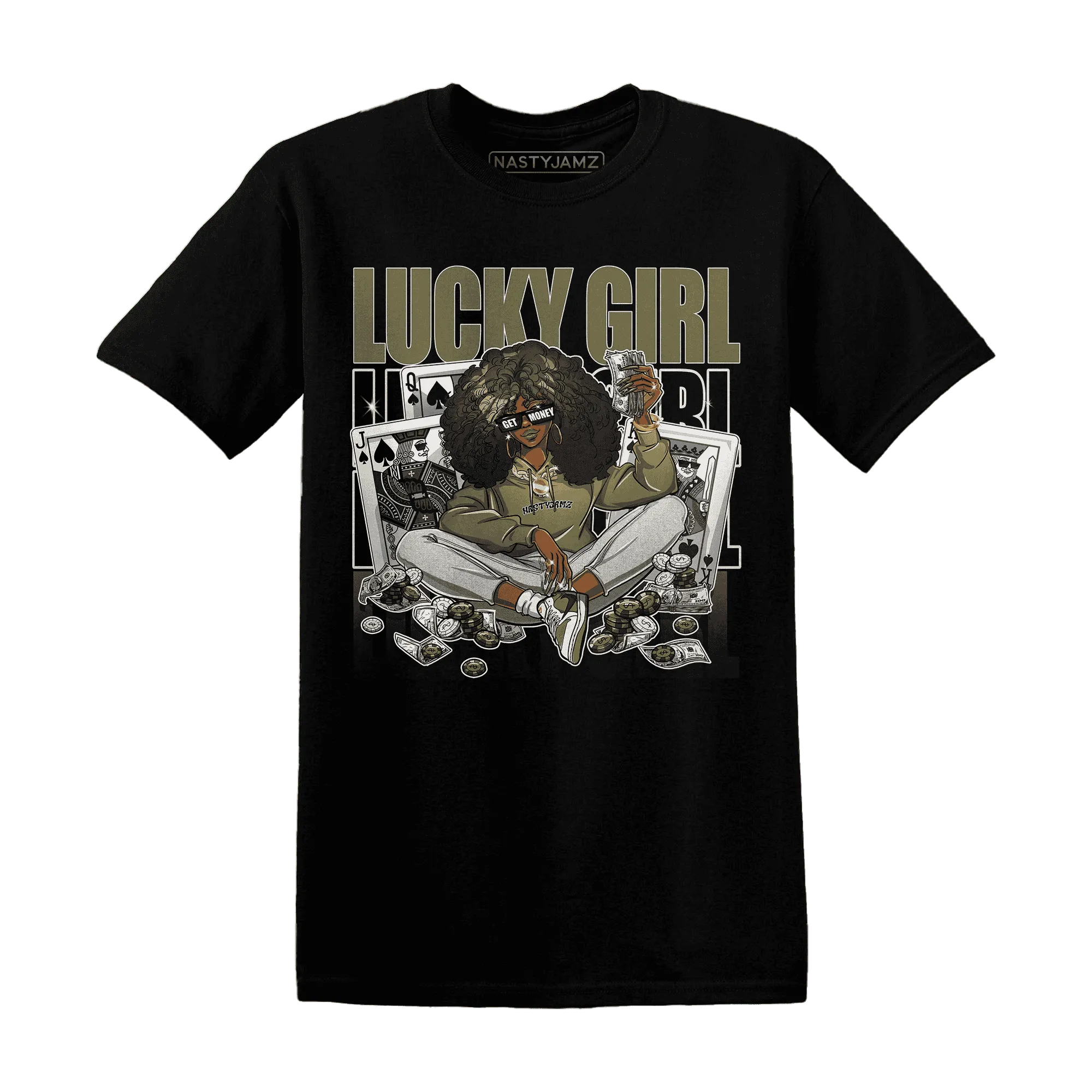 NastyJamz-Medium-Olive-1s-T-Shirt-Match-Lucky-Girl-