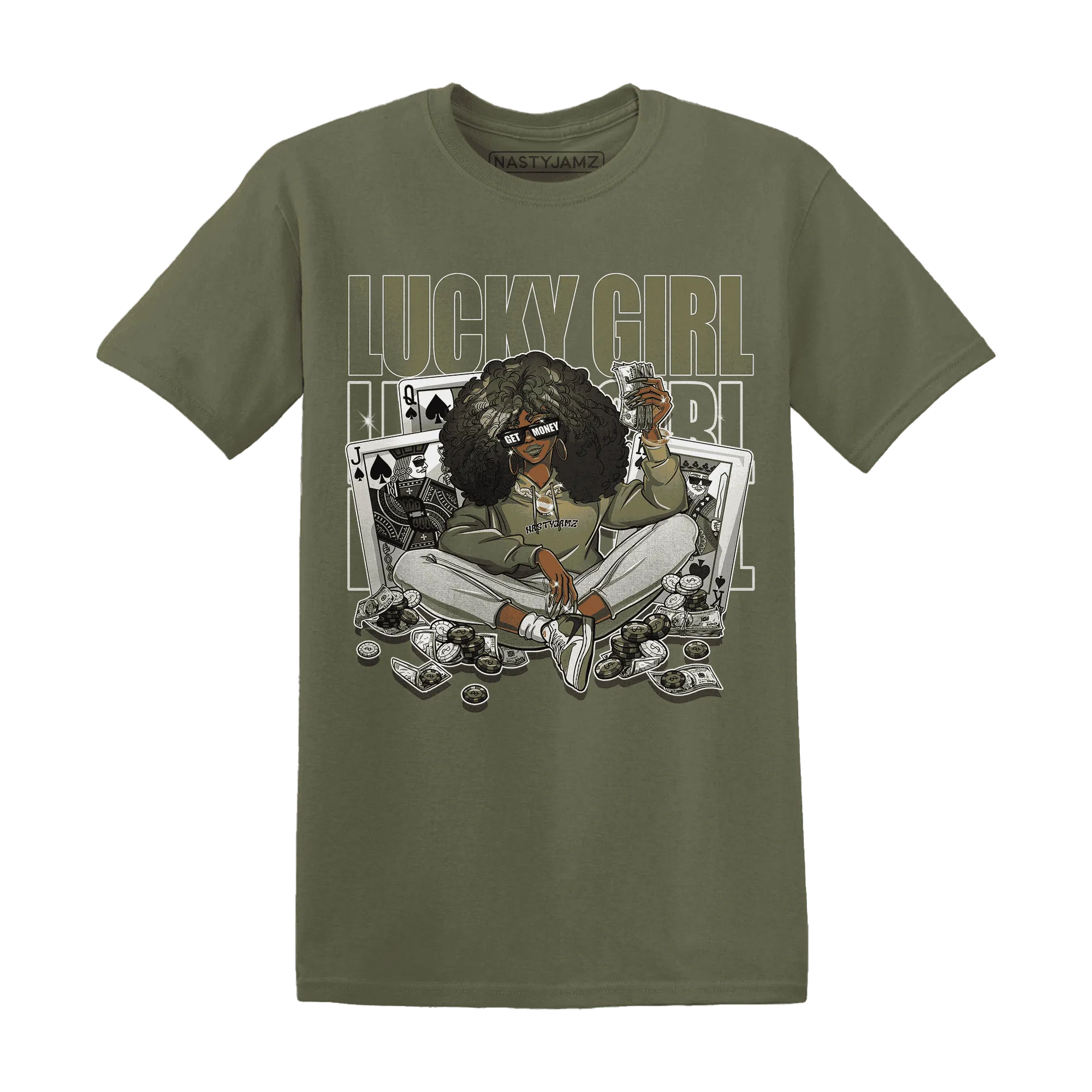 NastyJamz-Medium-Olive-1s-T-Shirt-Match-Lucky-Girl-