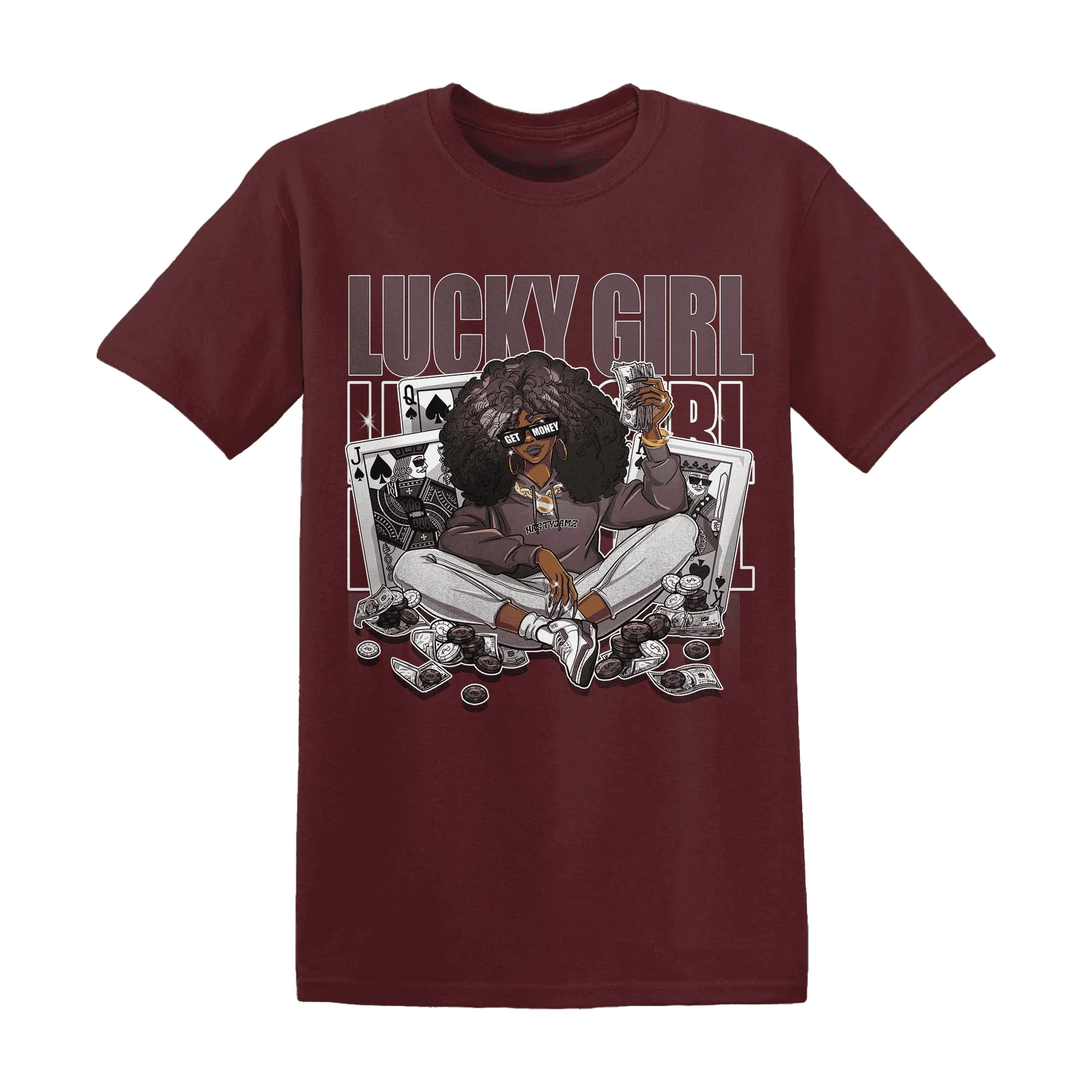 NastyJamz-Burgundy-Crush-3s-T-Shirt-Match-Lucky-Girl-