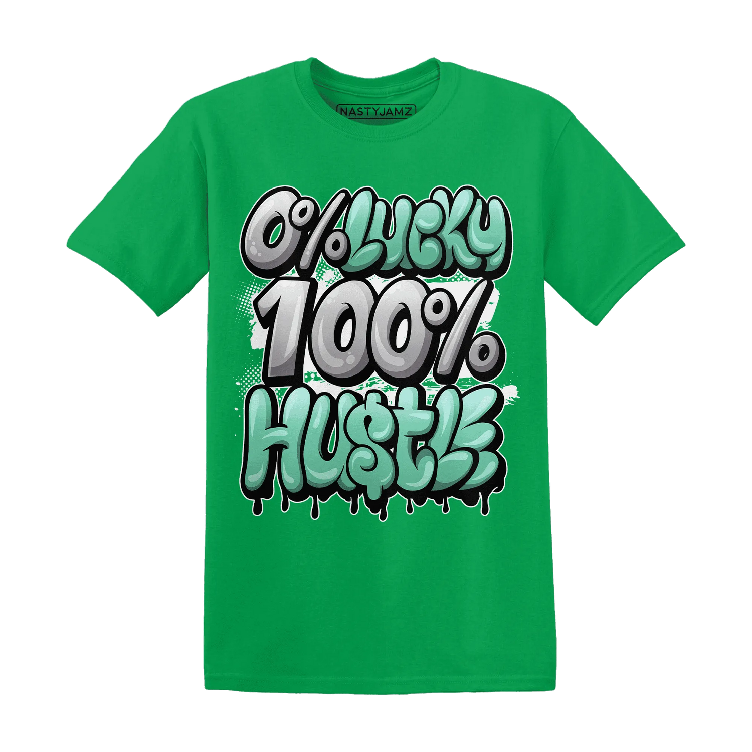 High-OG-Green-Glow-1s-T-Shirt-Match-Lucky-Hustle