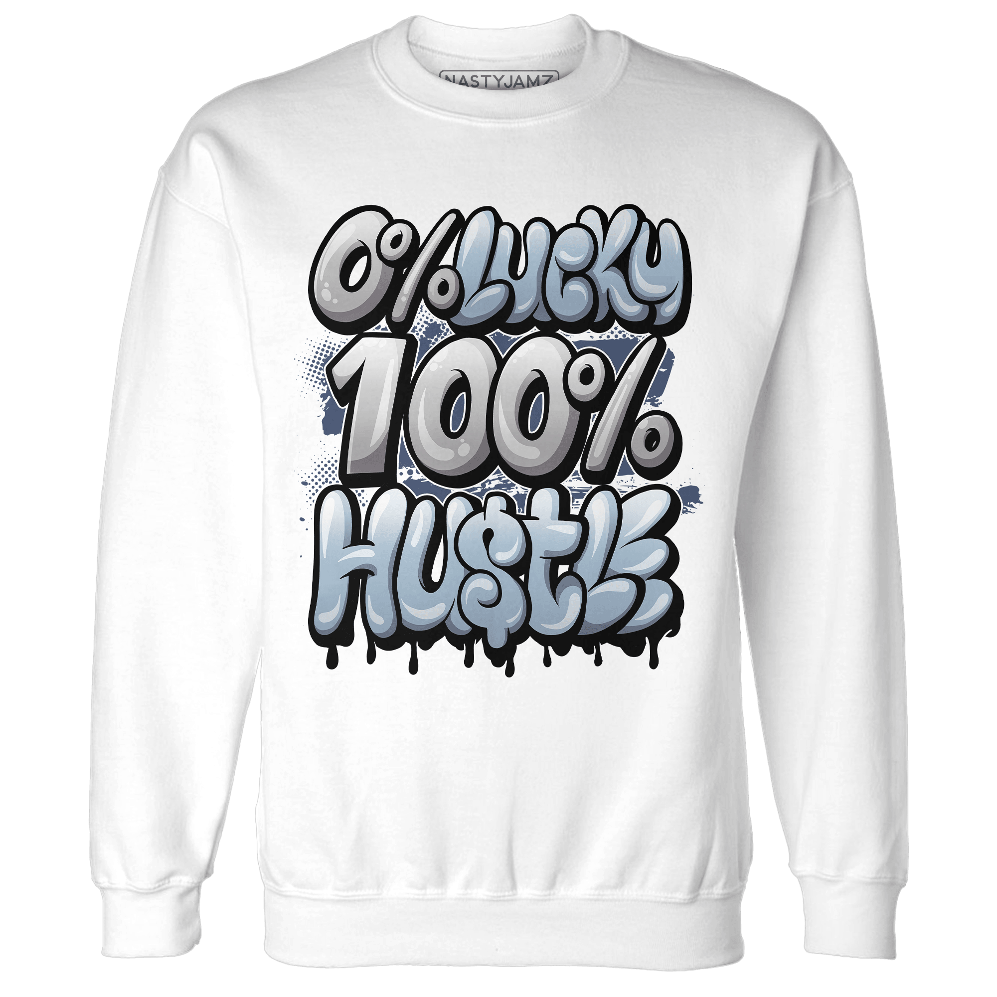 Mid Diffused Blue Grey 1s Sweatshirt Match Lucky Hustle - NastyJamz