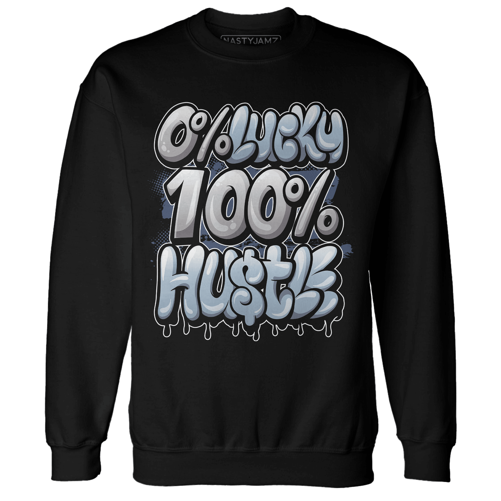 Mid Diffused Blue Grey 1s Sweatshirt Match Lucky Hustle - NastyJamz