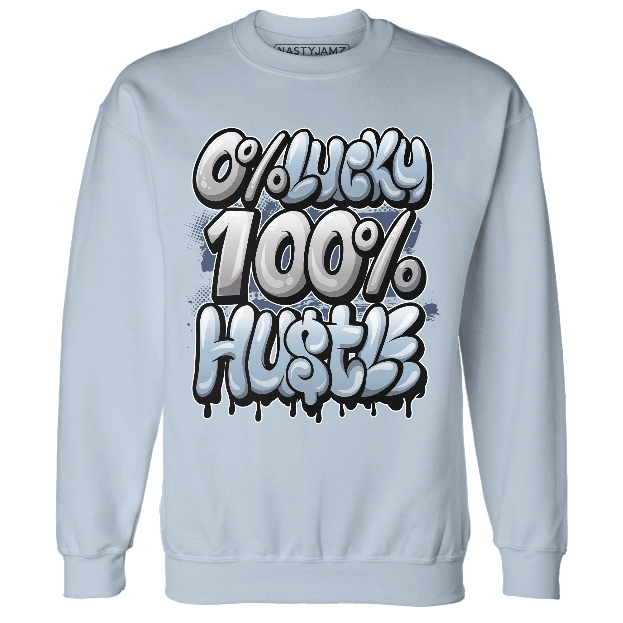 Mid Diffused Blue Grey 1s Sweatshirt Match Lucky Hustle - NastyJamz