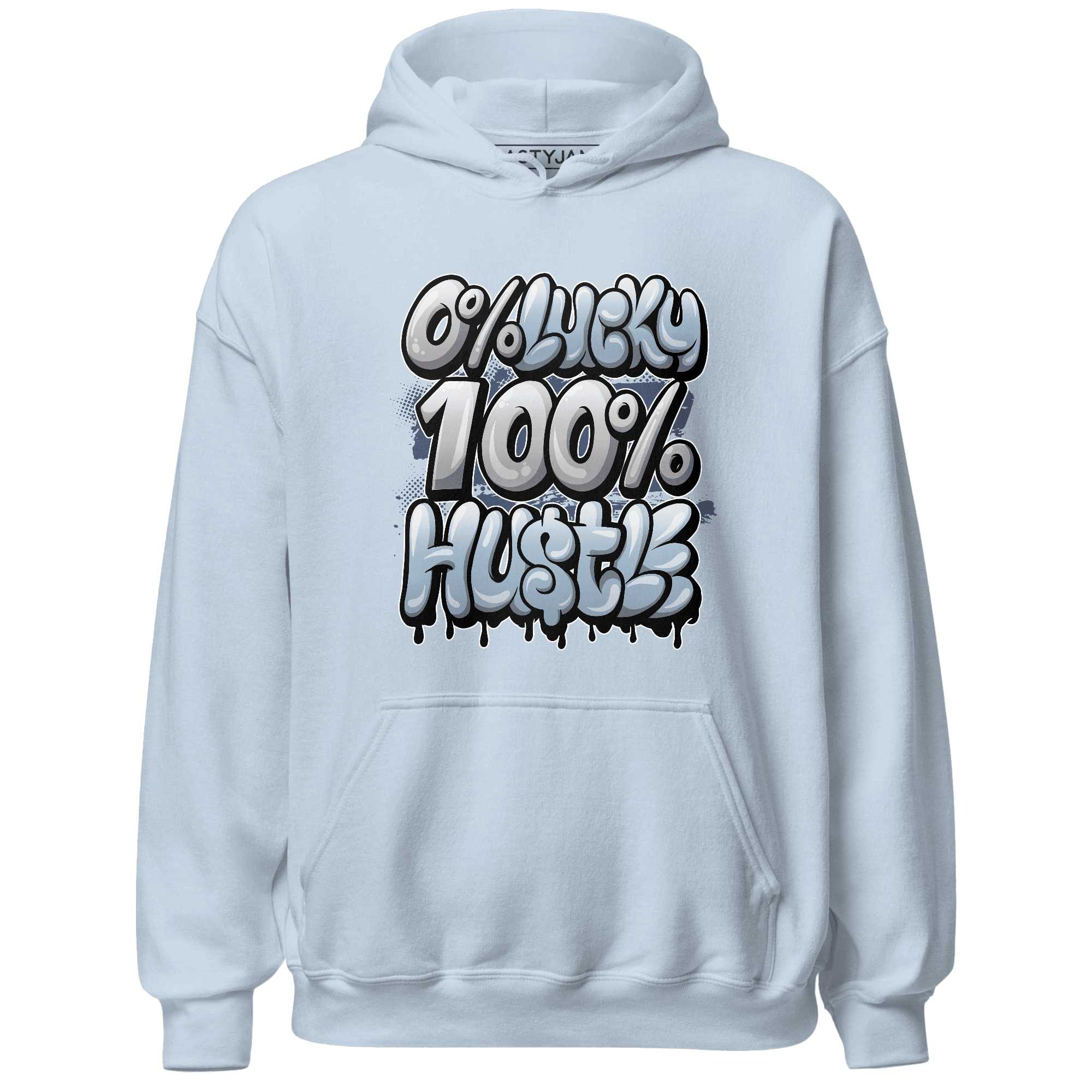 Mid Diffused Blue Grey 1s Hoodie Match Lucky Hustle - NastyJamz