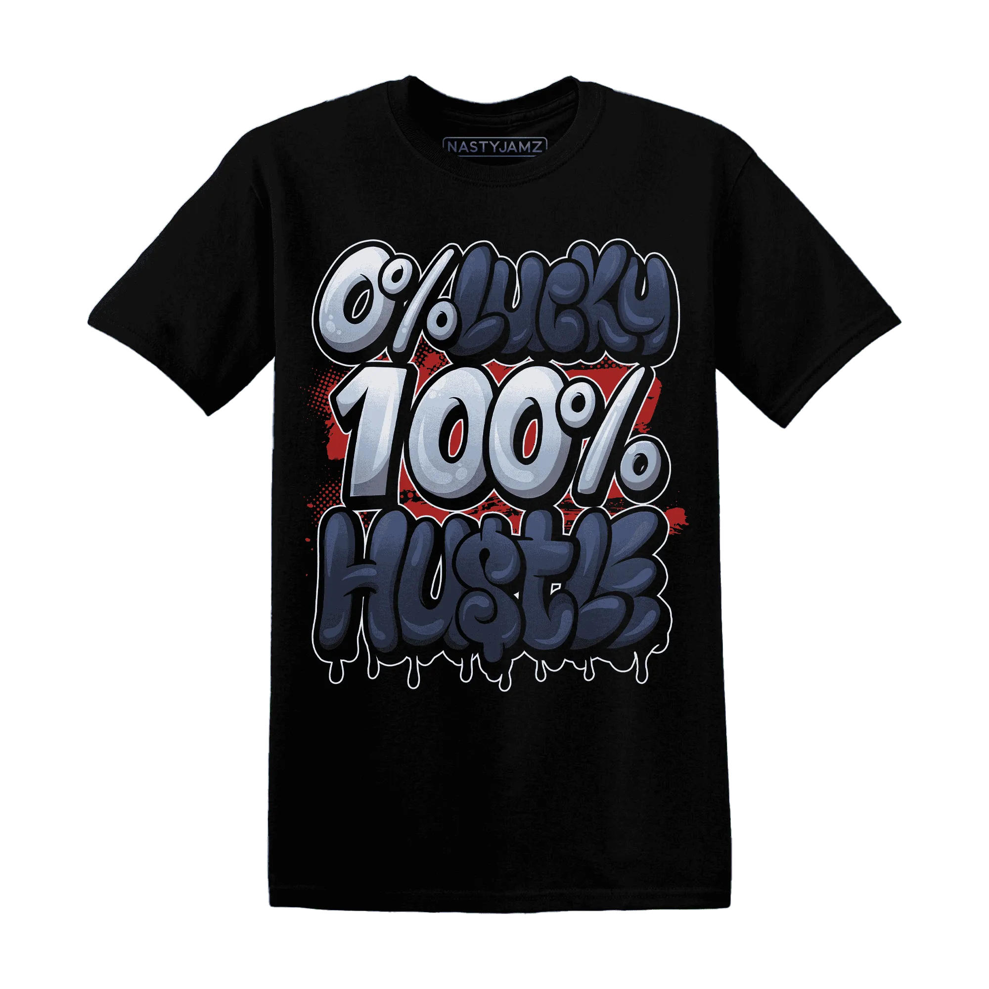 White-Navy-6s-T-Shirt-Match-Lucky-Hustle