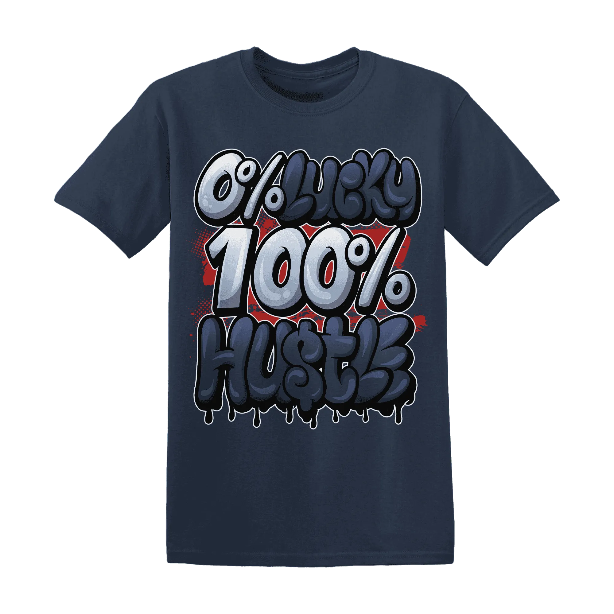 White-Navy-6s-T-Shirt-Match-Lucky-Hustle