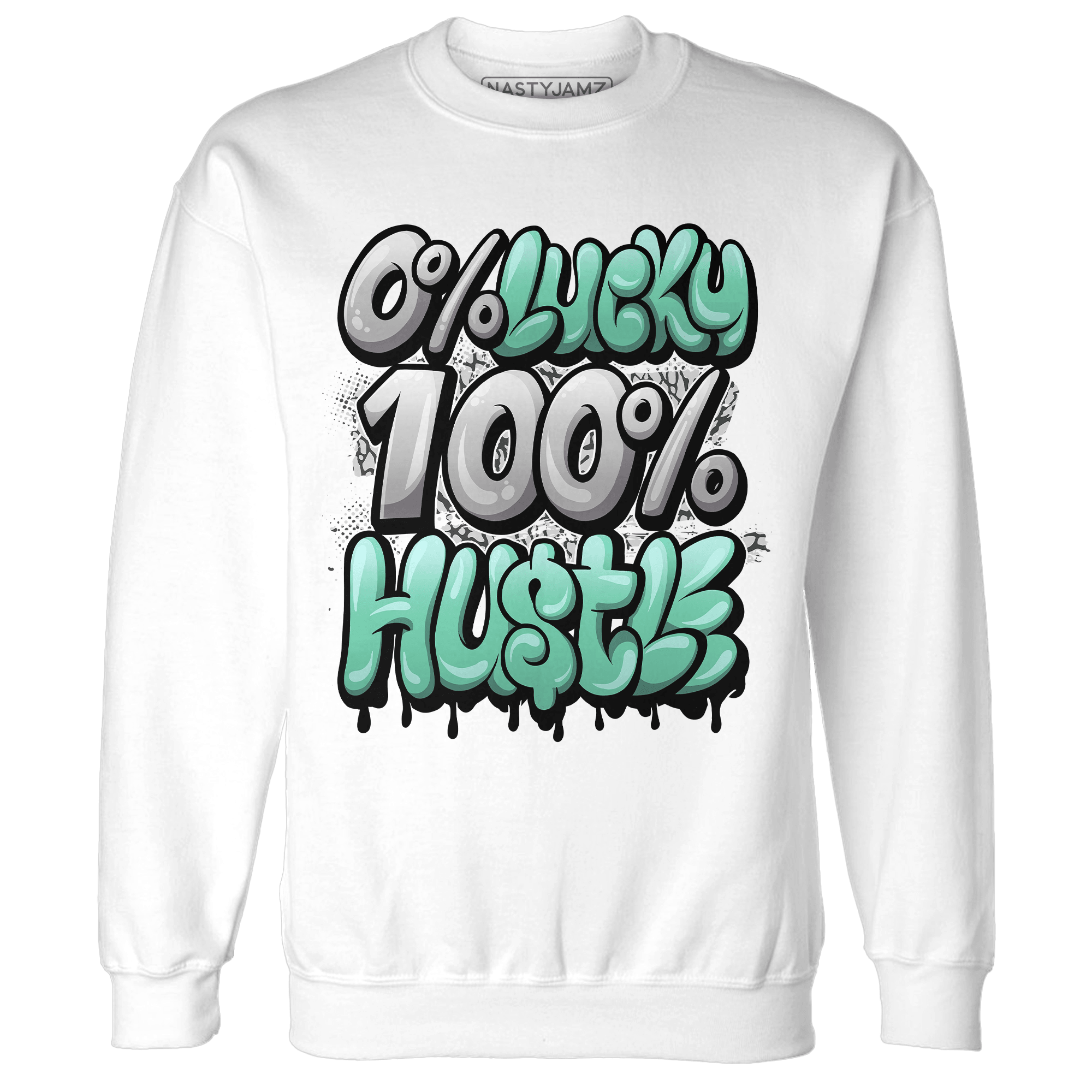 Green Glow 3s Sweatshirt Match Lucky Hustle - NastyJamz