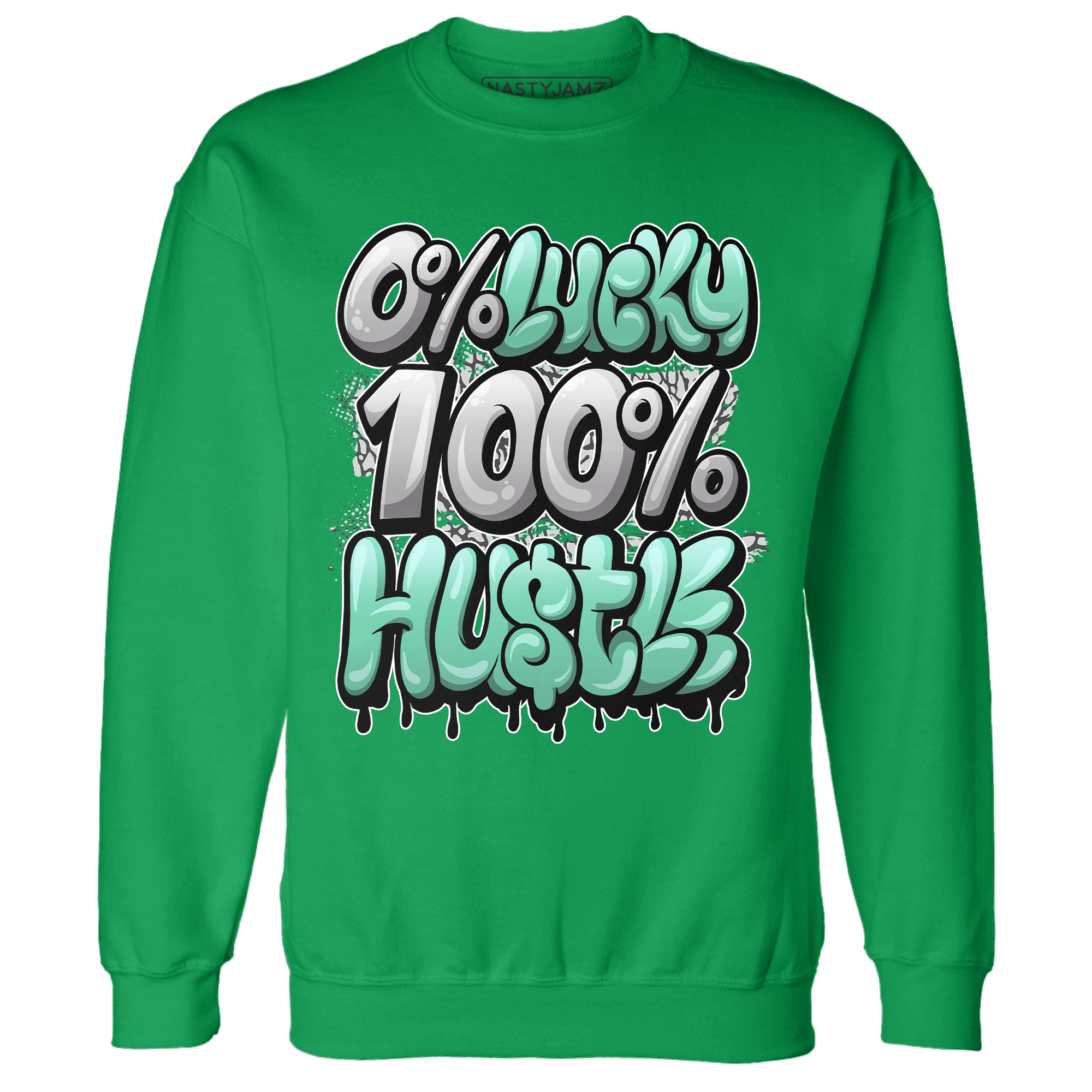 Green Glow 3s Sweatshirt Match Lucky Hustle - NastyJamz