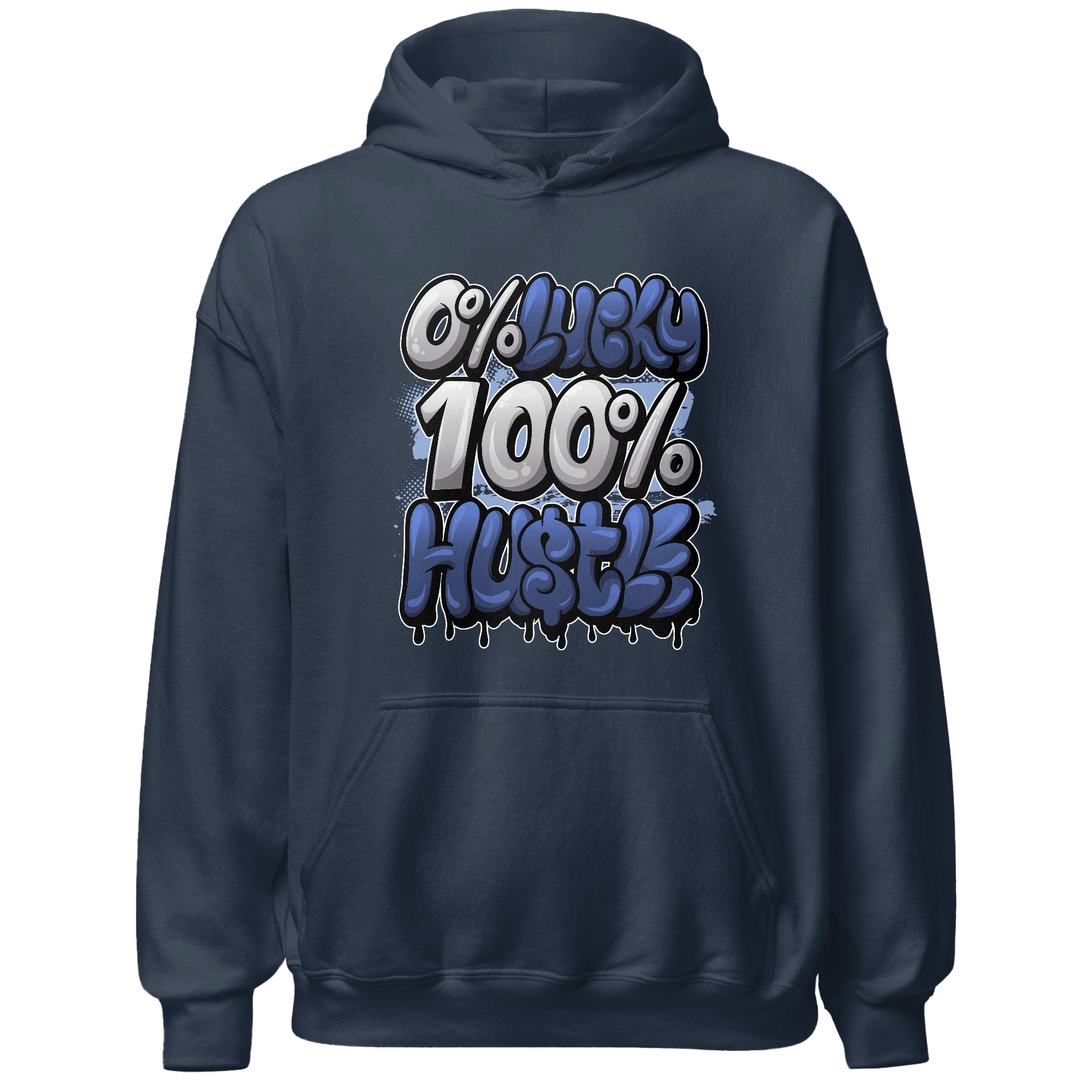 Midnight Navy 5s Hoodie Match Lucky Hustle - NastyJamz