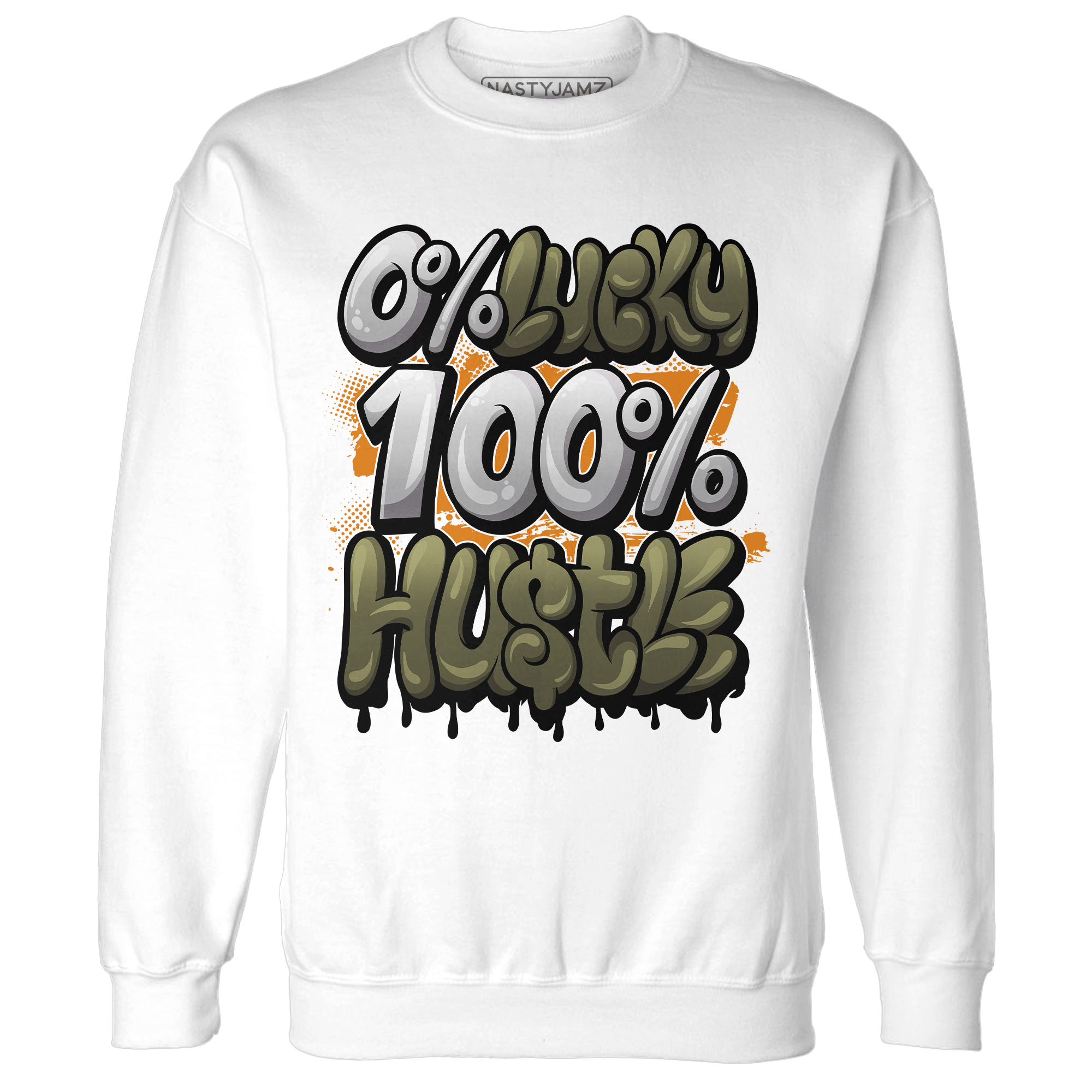 Olive 5s Sweatshirt Match Lucky Hustle - NastyJamz