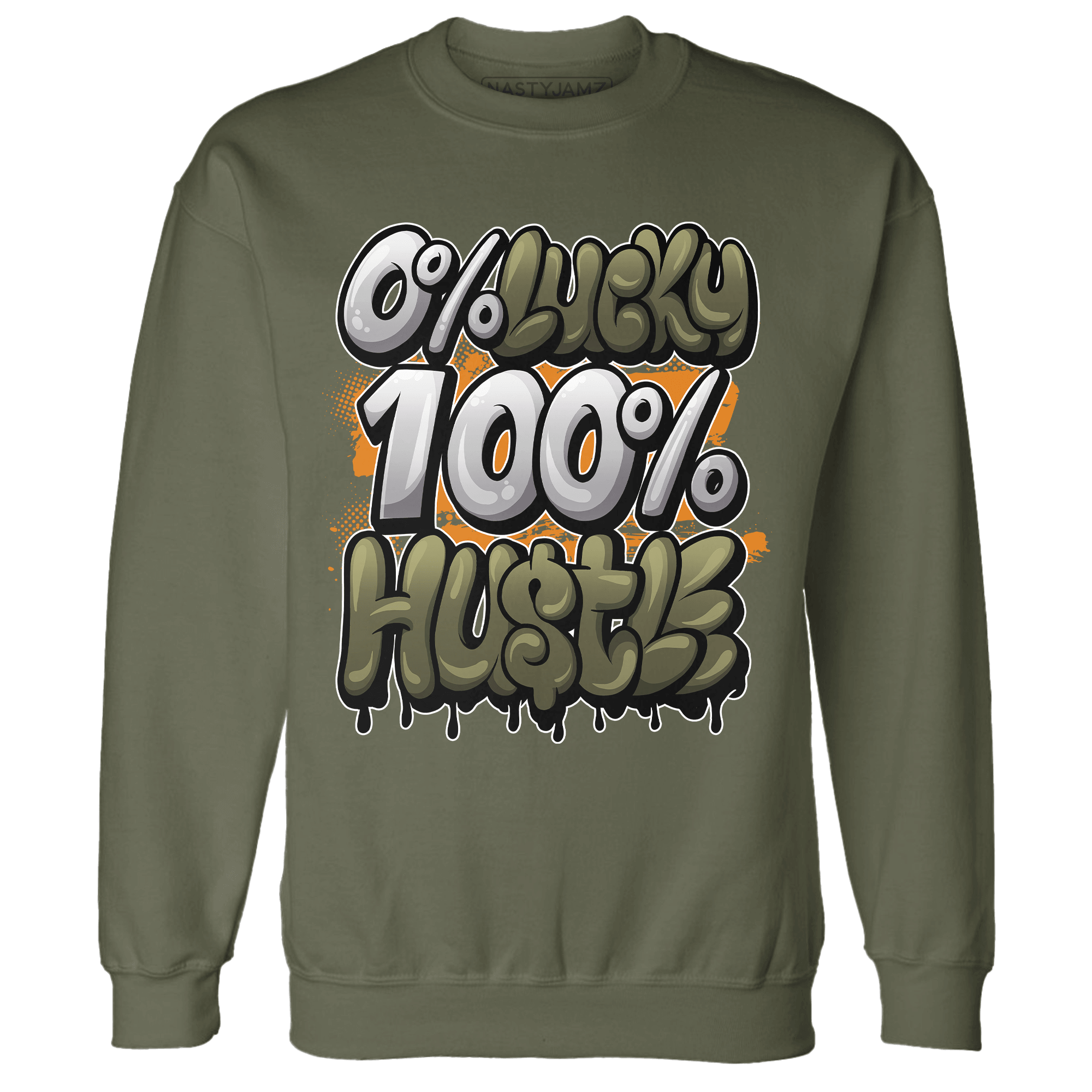 Olive 5s Sweatshirt Match Lucky Hustle - NastyJamz