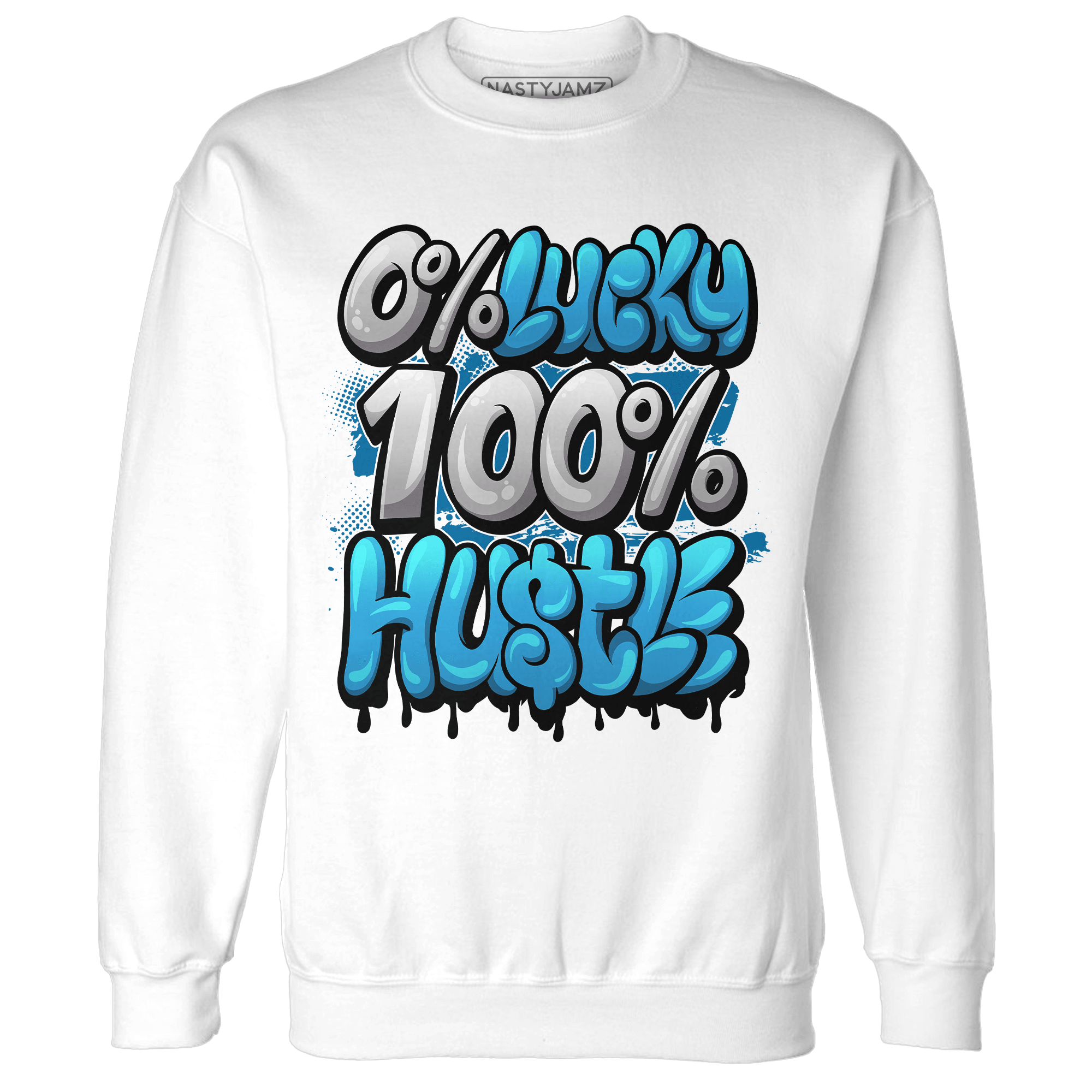 Powder Blue 9s Sweatshirt Match Lucky Hustle - NastyJamz