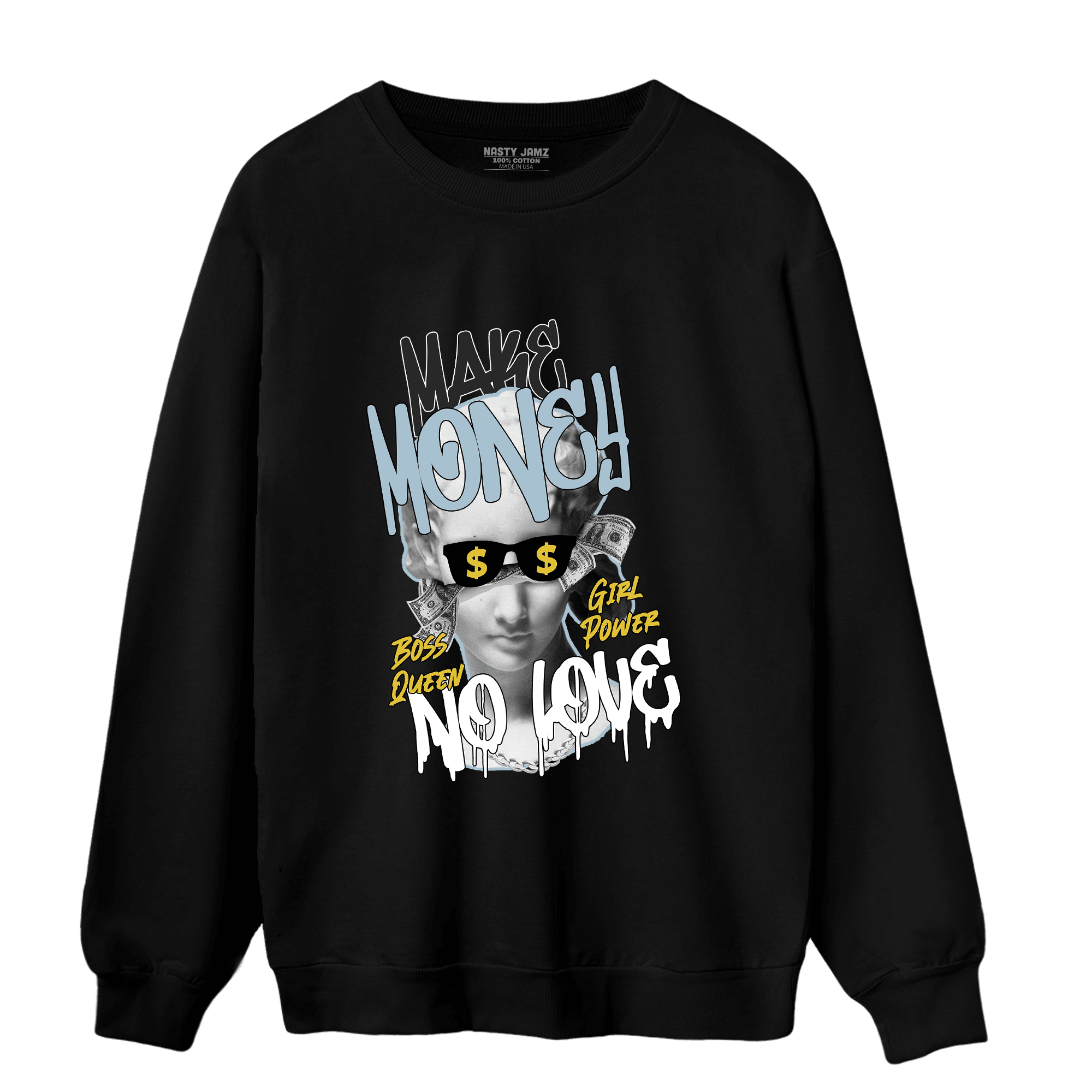 Blue Grey 13s Sweatshirt Match Make Money No Love - NastyJamz