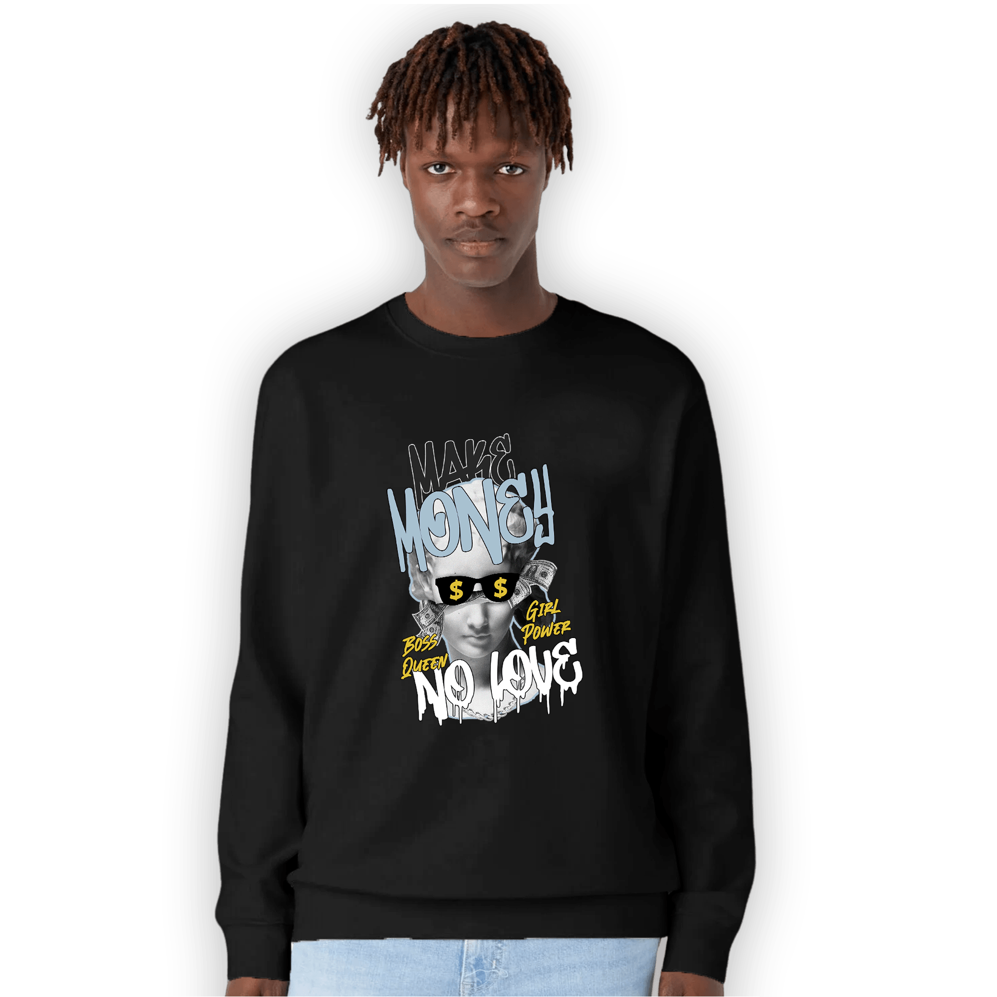 Blue Grey 13s Sweatshirt Match Make Money No Love - NastyJamz