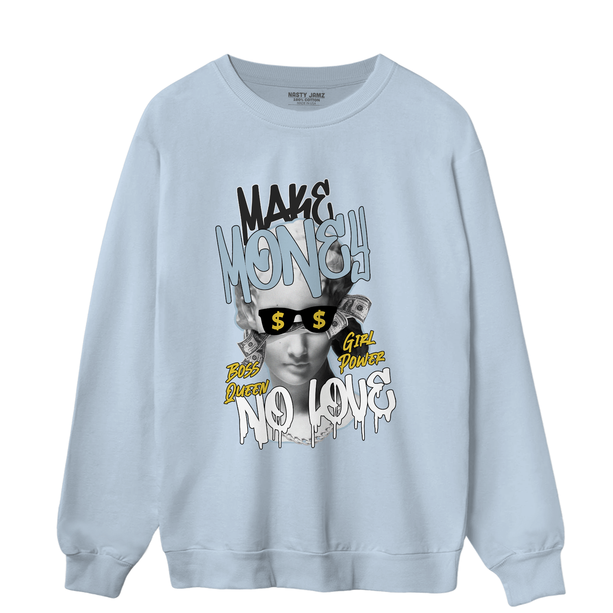 Blue Grey 13s Sweatshirt Match Make Money No Love - NastyJamz