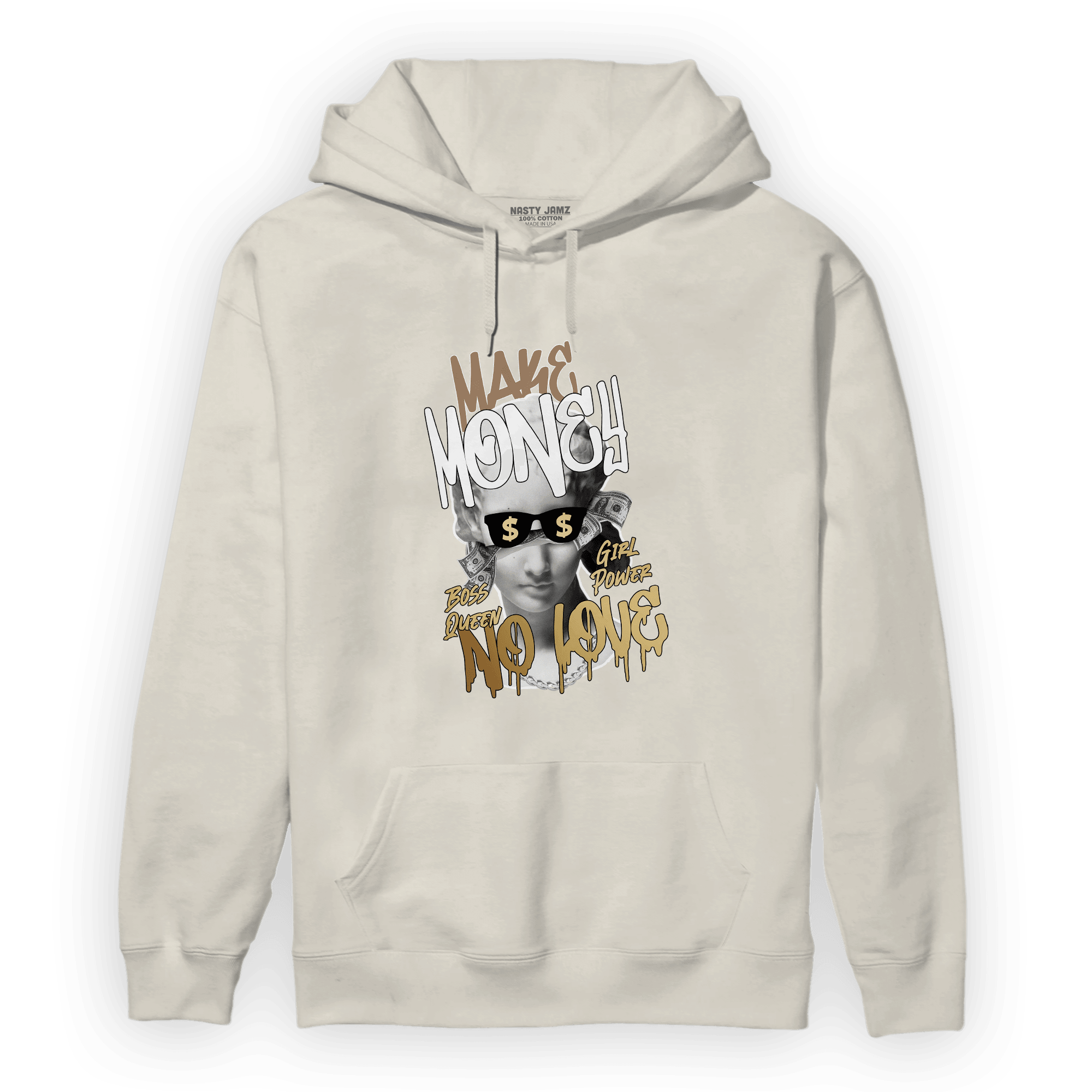 High OG Metallic Gold 1s Hoodie Match Make Money No Love - NastyJamz