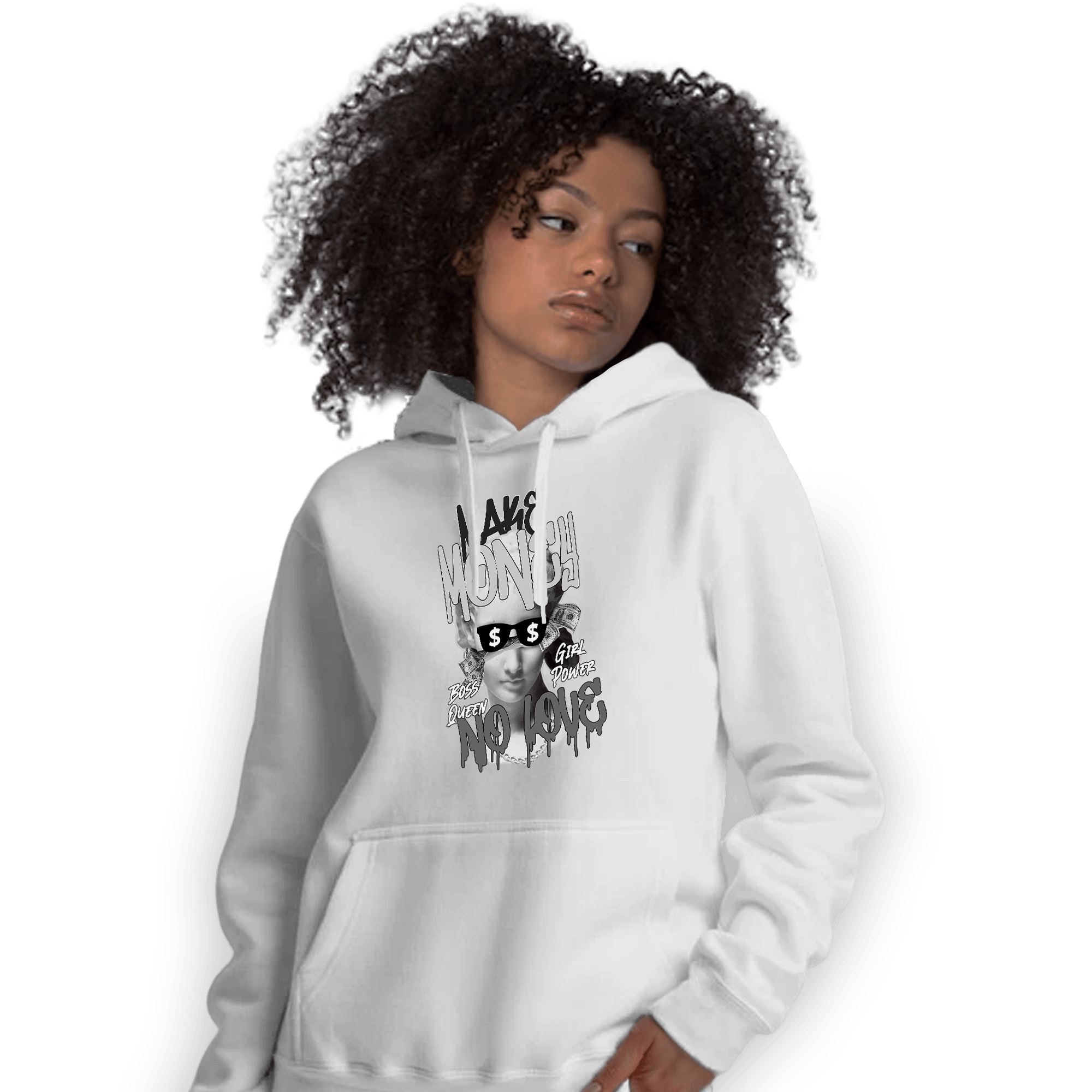 Retro High OG Black White 1s Hoodie Match Make Money No Love - NastyJamz