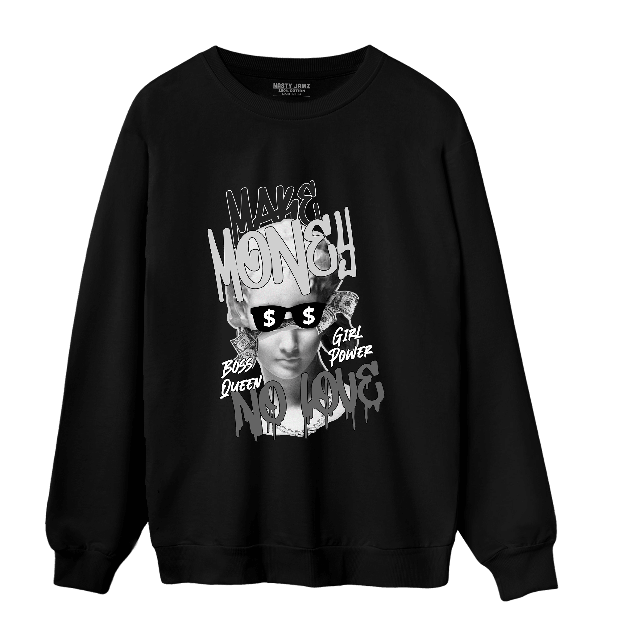 Retro High OG Black White 1s Sweatshirt Match Make Money No Love - NastyJamz