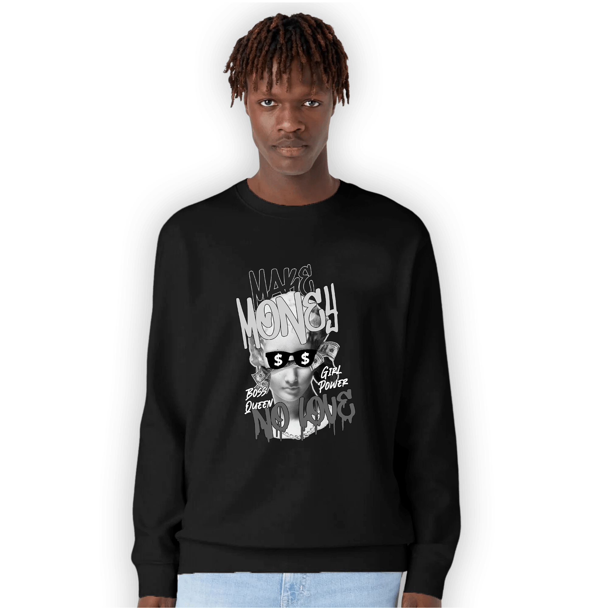 Retro High OG Black White 1s Sweatshirt Match Make Money No Love - NastyJamz