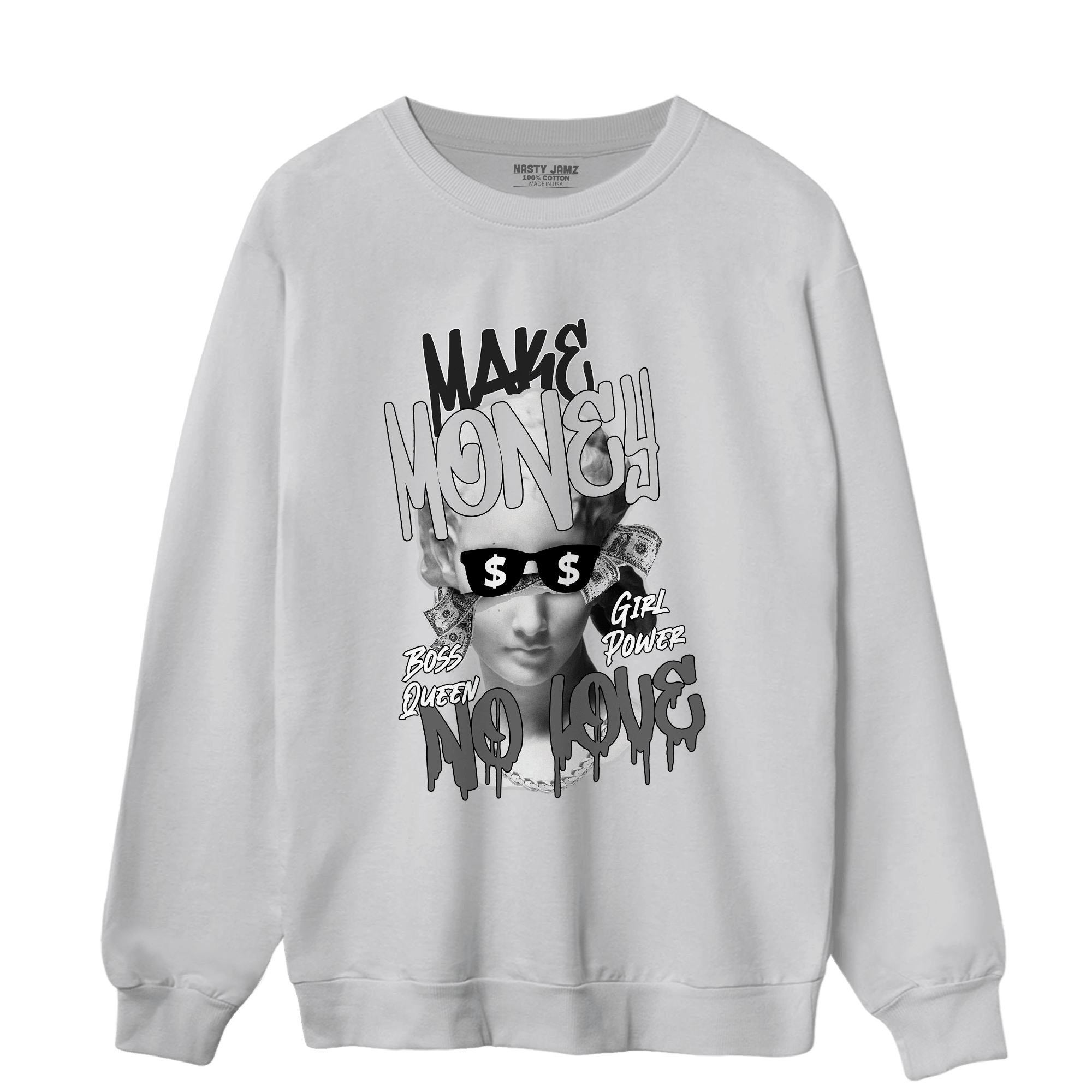 Retro High OG Black White 1s Sweatshirt Match Make Money No Love - NastyJamz