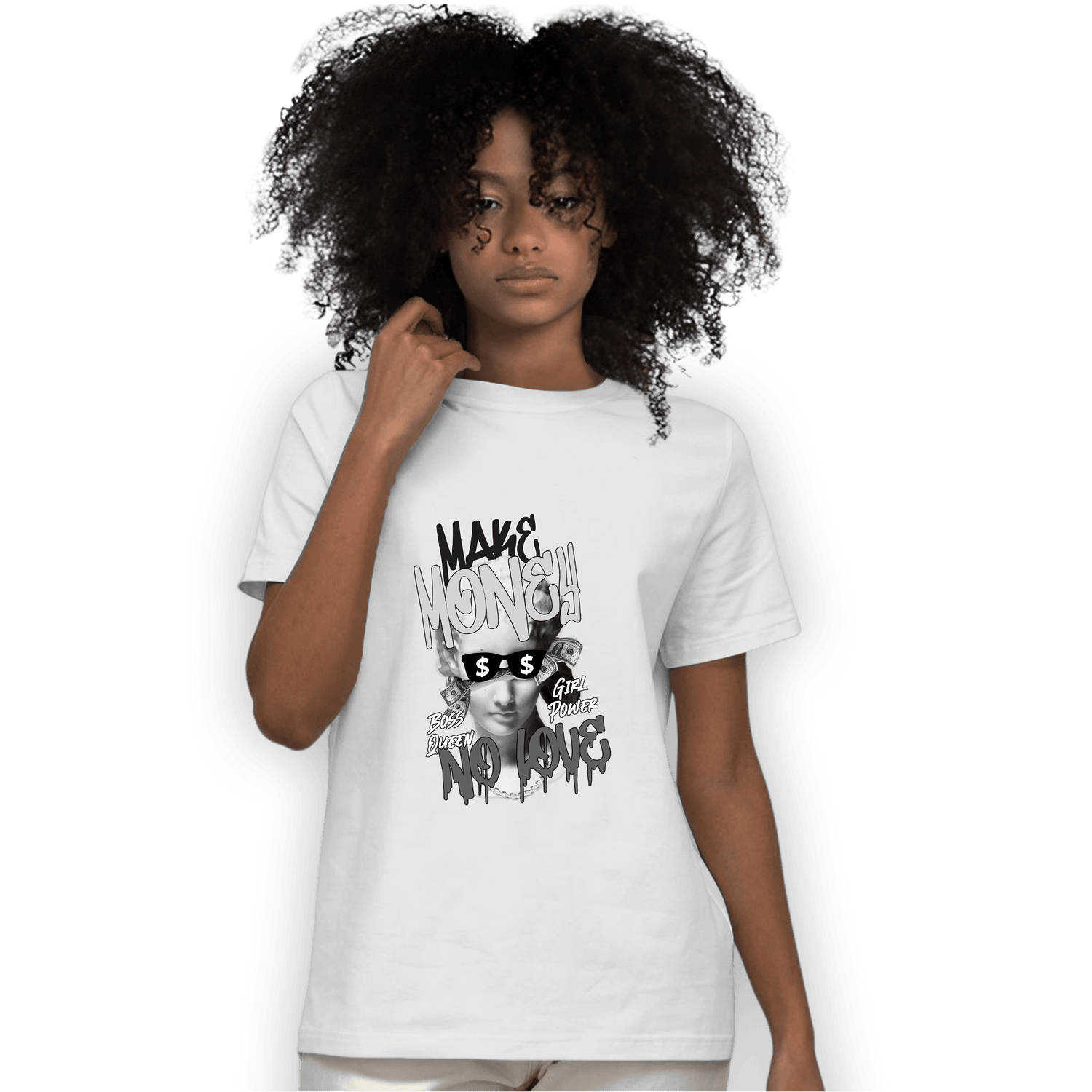 Retro High OG Black White 1s T Shirt Match Make Money No Love - NastyJamz