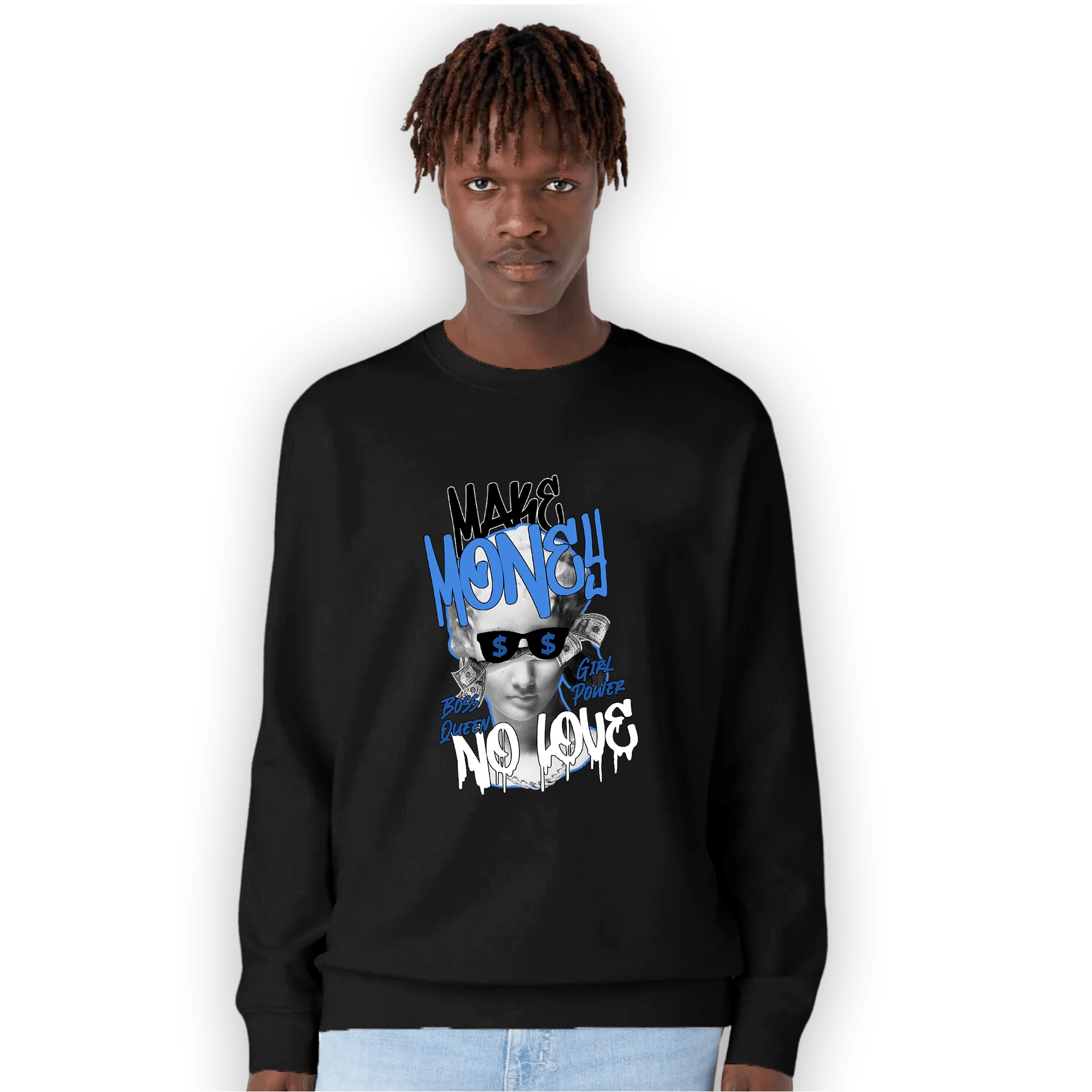 University Blue Toe 1s Sweatshirt Match Make Money No Love - NastyJamz