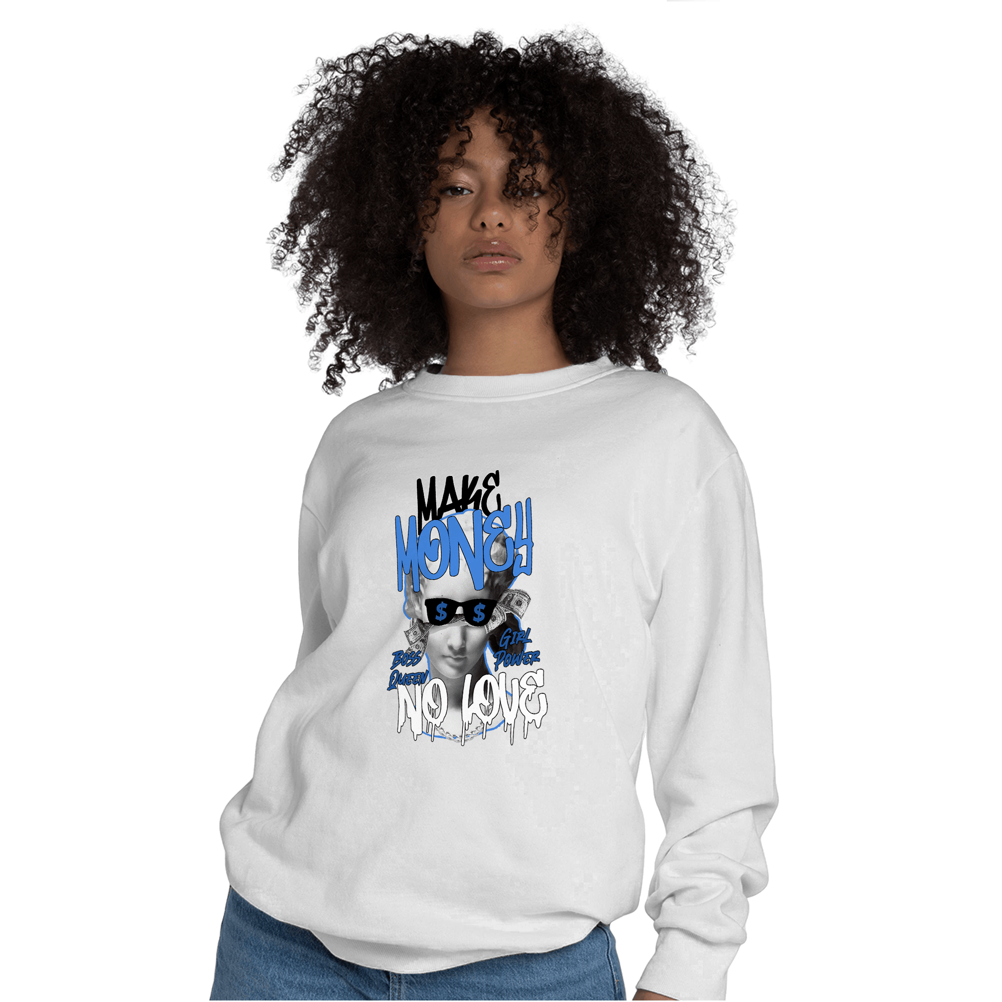 University Blue Toe 1s Sweatshirt Match Make Money No Love - NastyJamz